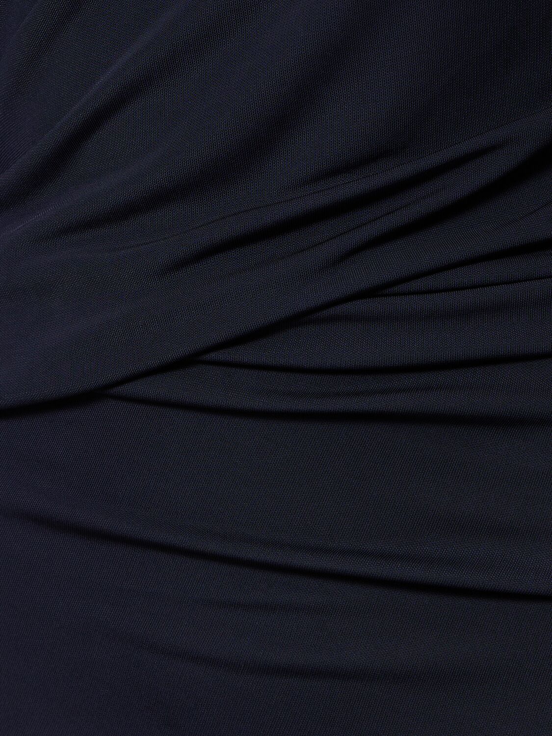Shop Christopher Esber Viscose Draped Long Sleeve Maxi Dress In Navy
