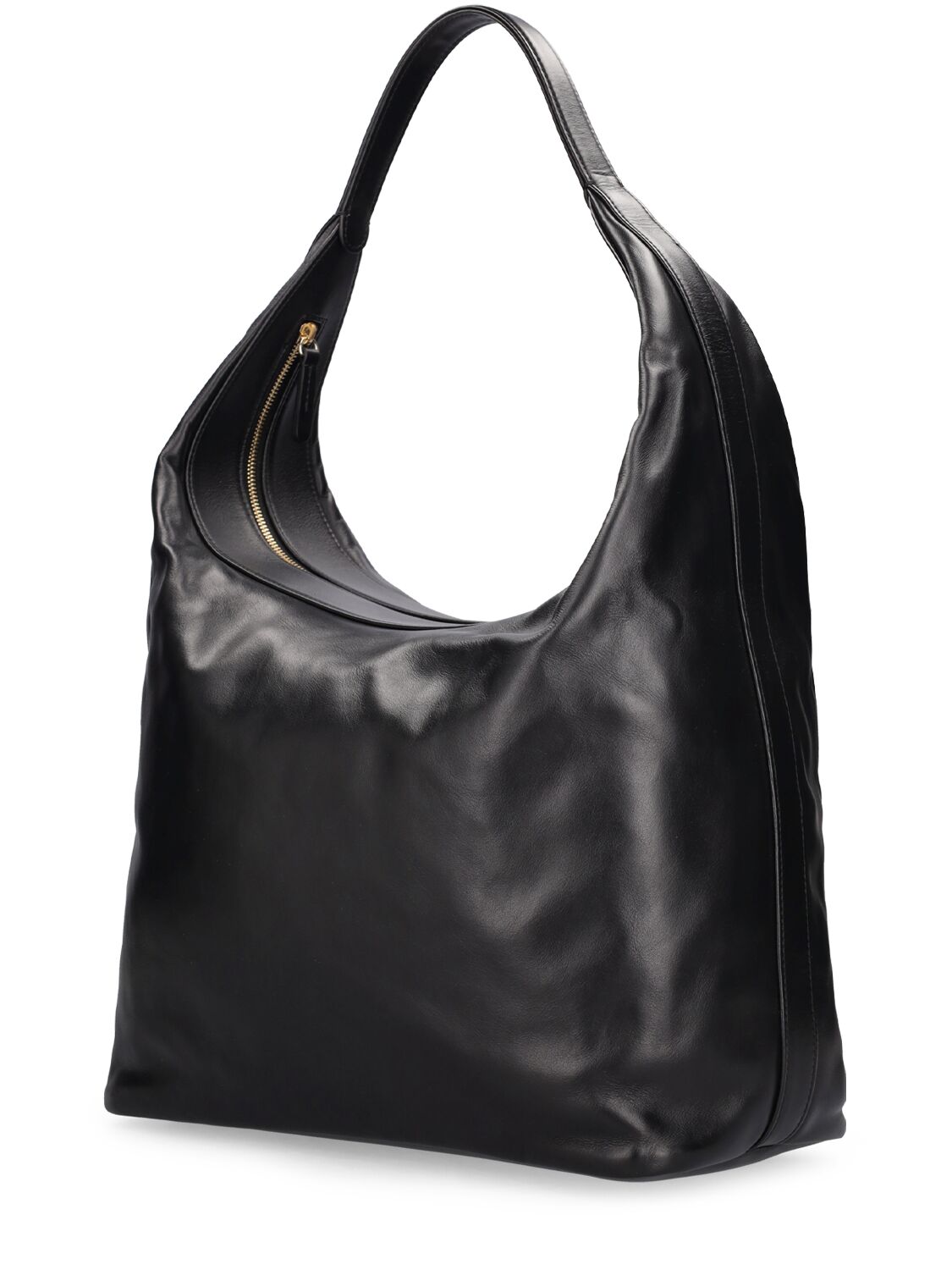 Shop Loulou Studio Mila Leather Hobo Bag In Black
