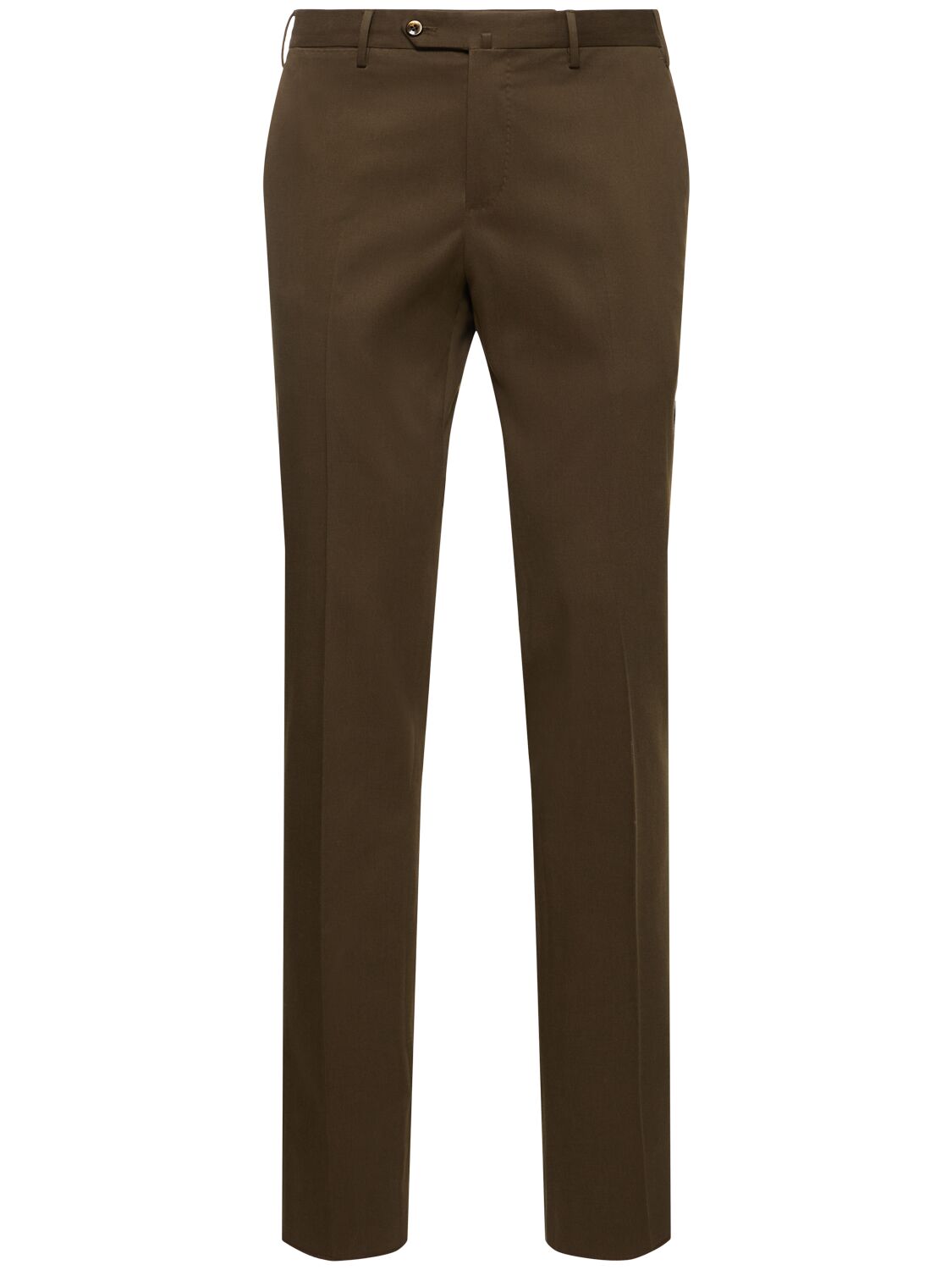 Pt Torino Classic Cotton Blend Straight Trousers In Olive Green