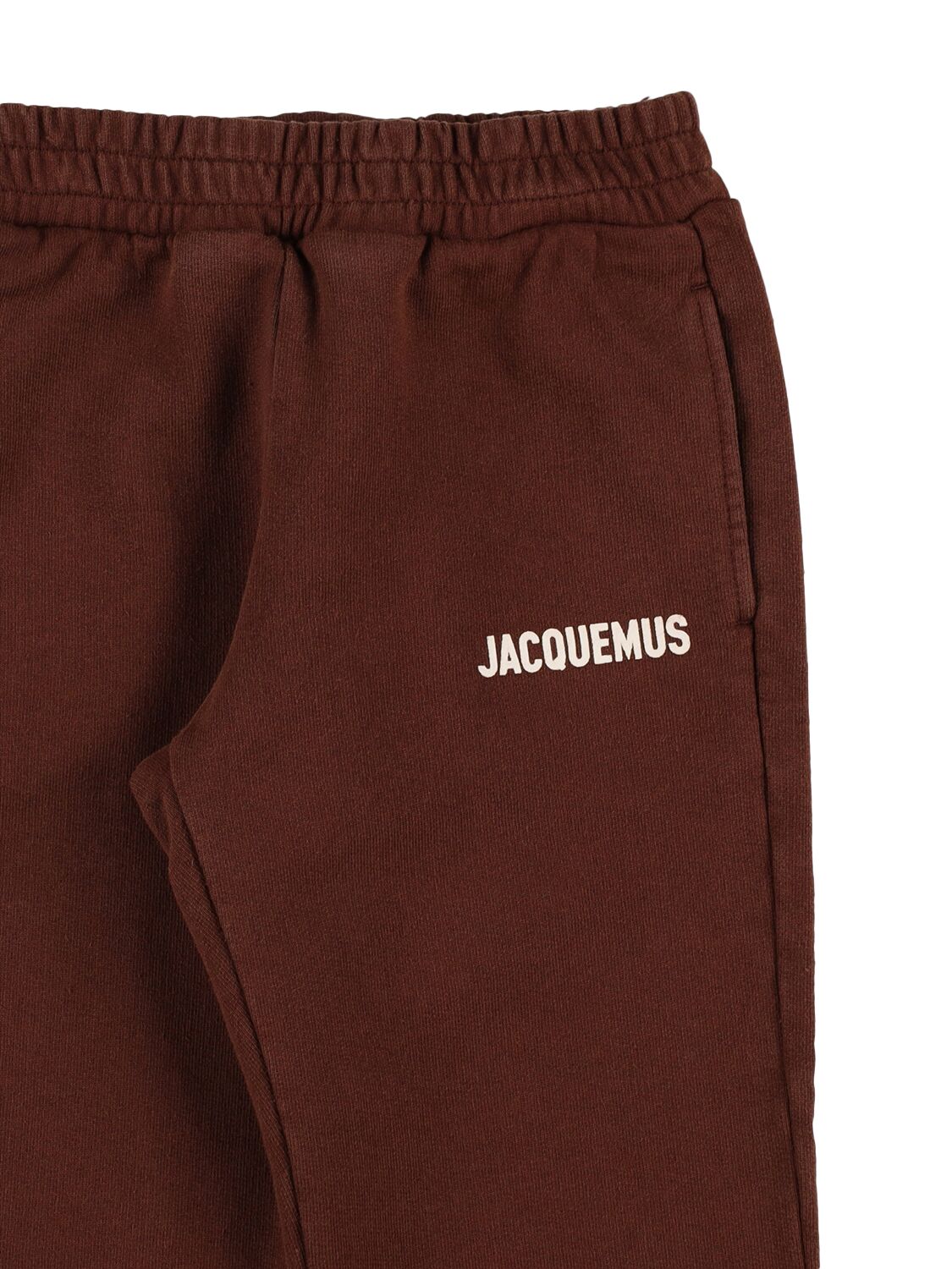 Shop Jacquemus Logo Print Cotton Sweatpants In Brown