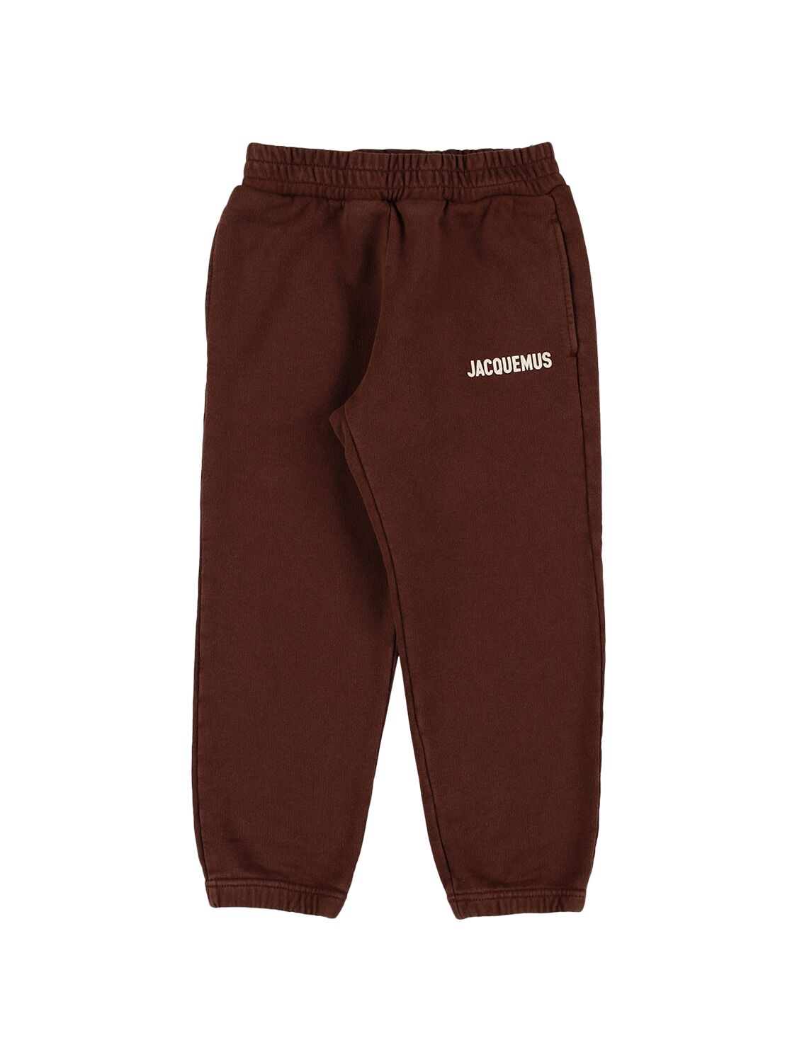 Jacquemus Kids' Logo Print Cotton Sweatpants In Brown