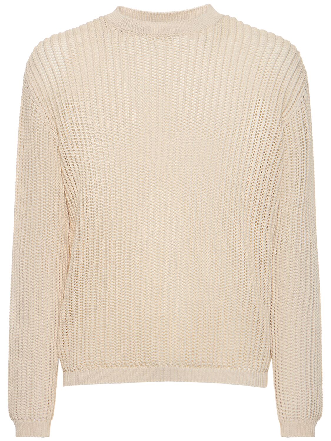 Cotton Rib Knit Crewneck Sweater
