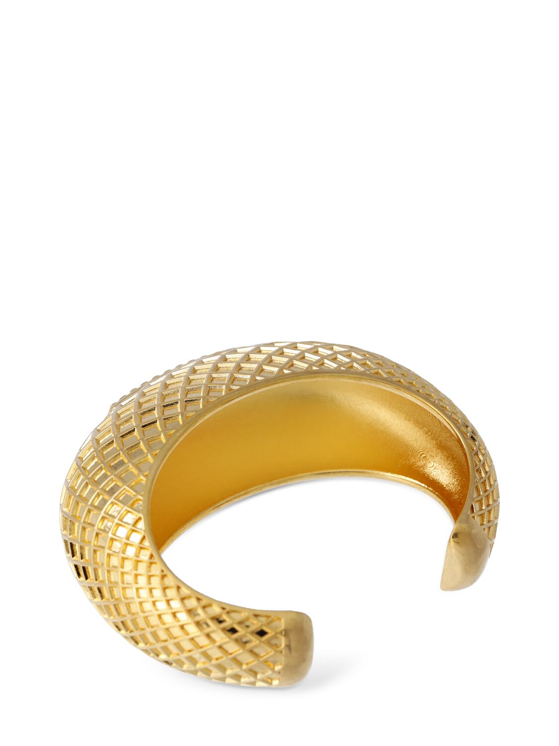 Shop Balmain Signature Grid Brass Bracelet In Gold