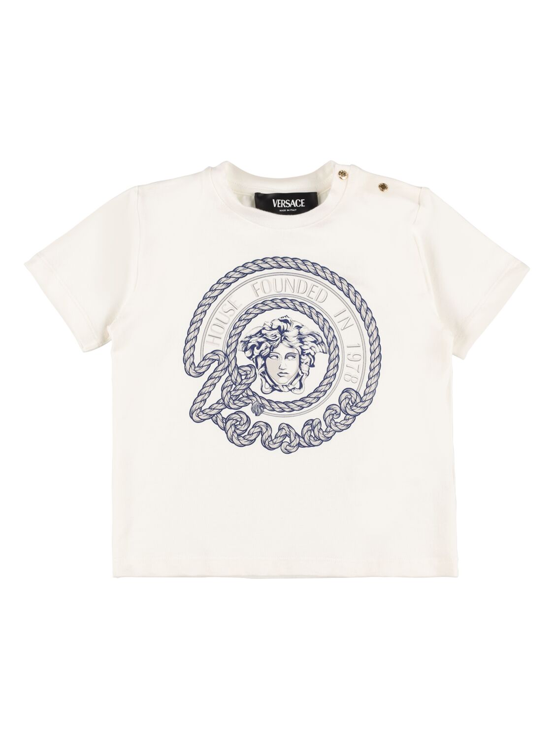 Versace Kids' Printed Logo Cotton Jersey T-shirt In White