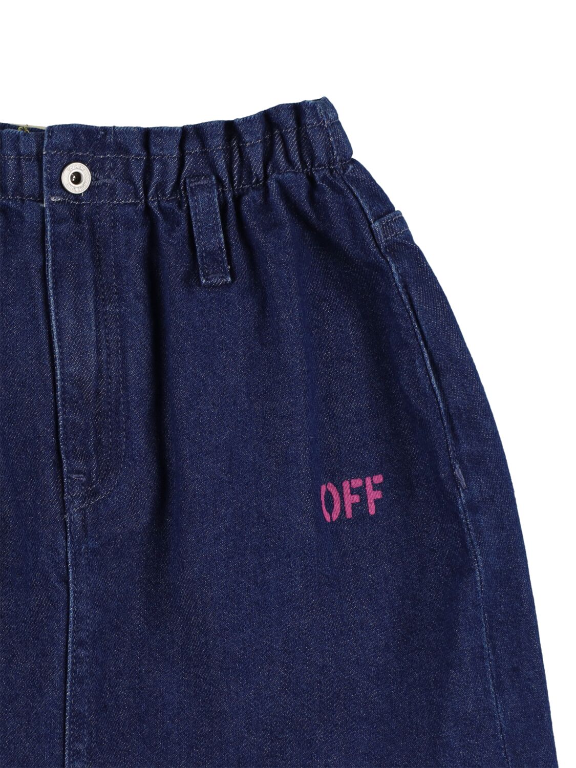 Shop Off-white Off Stamp Denim Skirt In Medium Blue