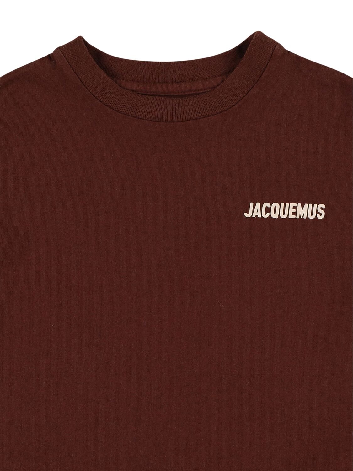 Shop Jacquemus Logo Print Cotton Jersey T-shirt In Brown