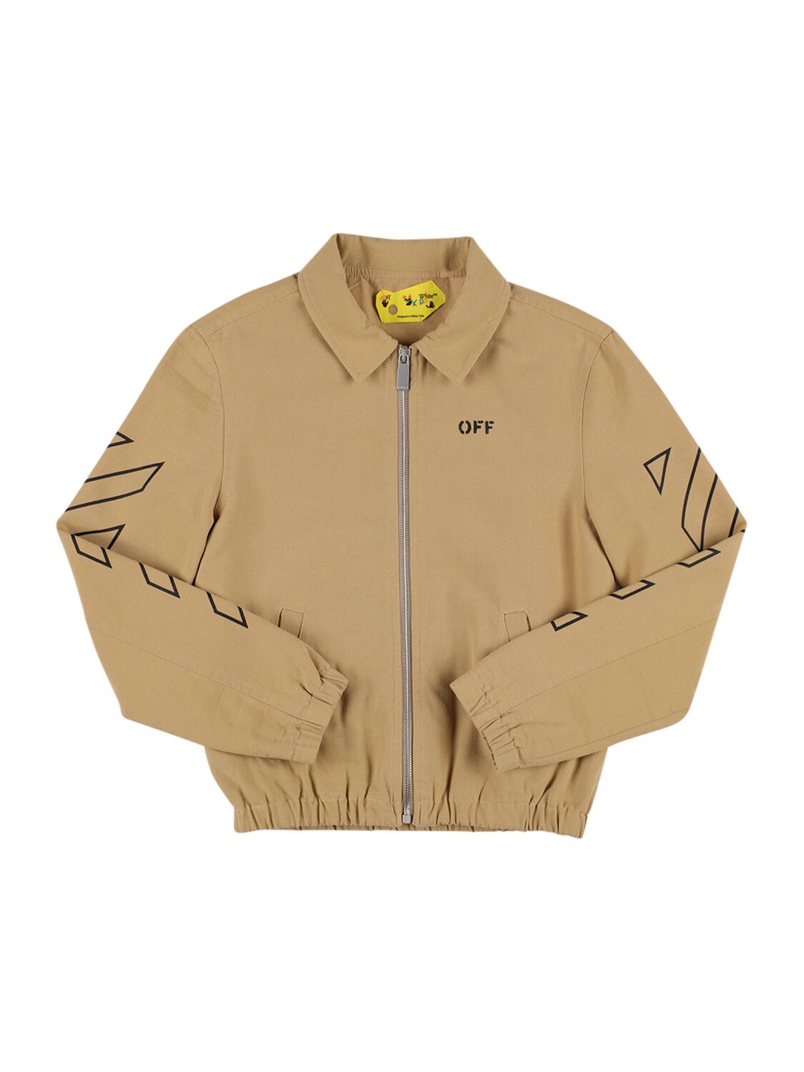 Off-white Kids' Arrow Outline Cotton Worker Jacket In 베이지