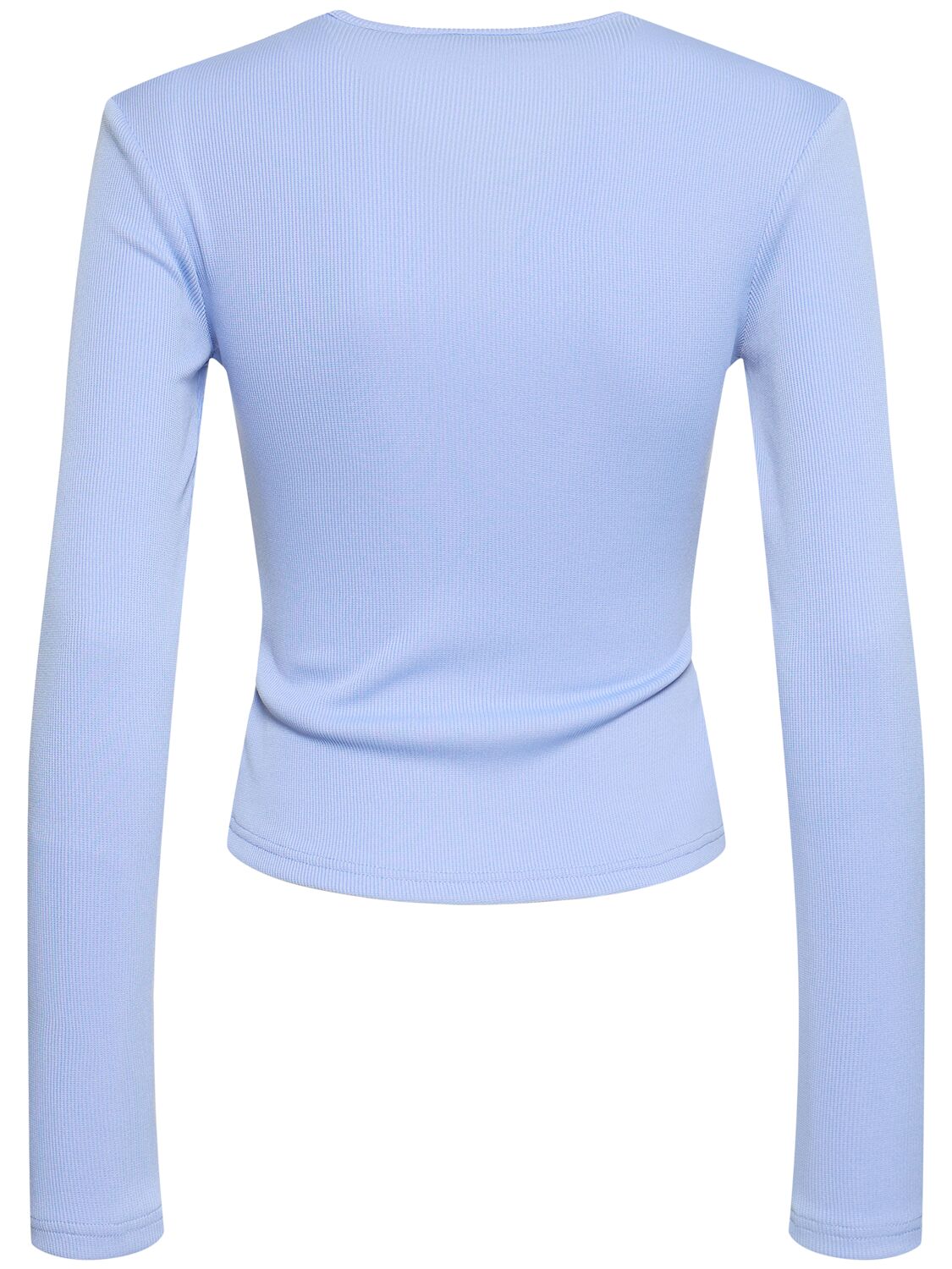 Shop Christopher Esber Twisted Side Cutout Long Sleeve Top In Light Blue