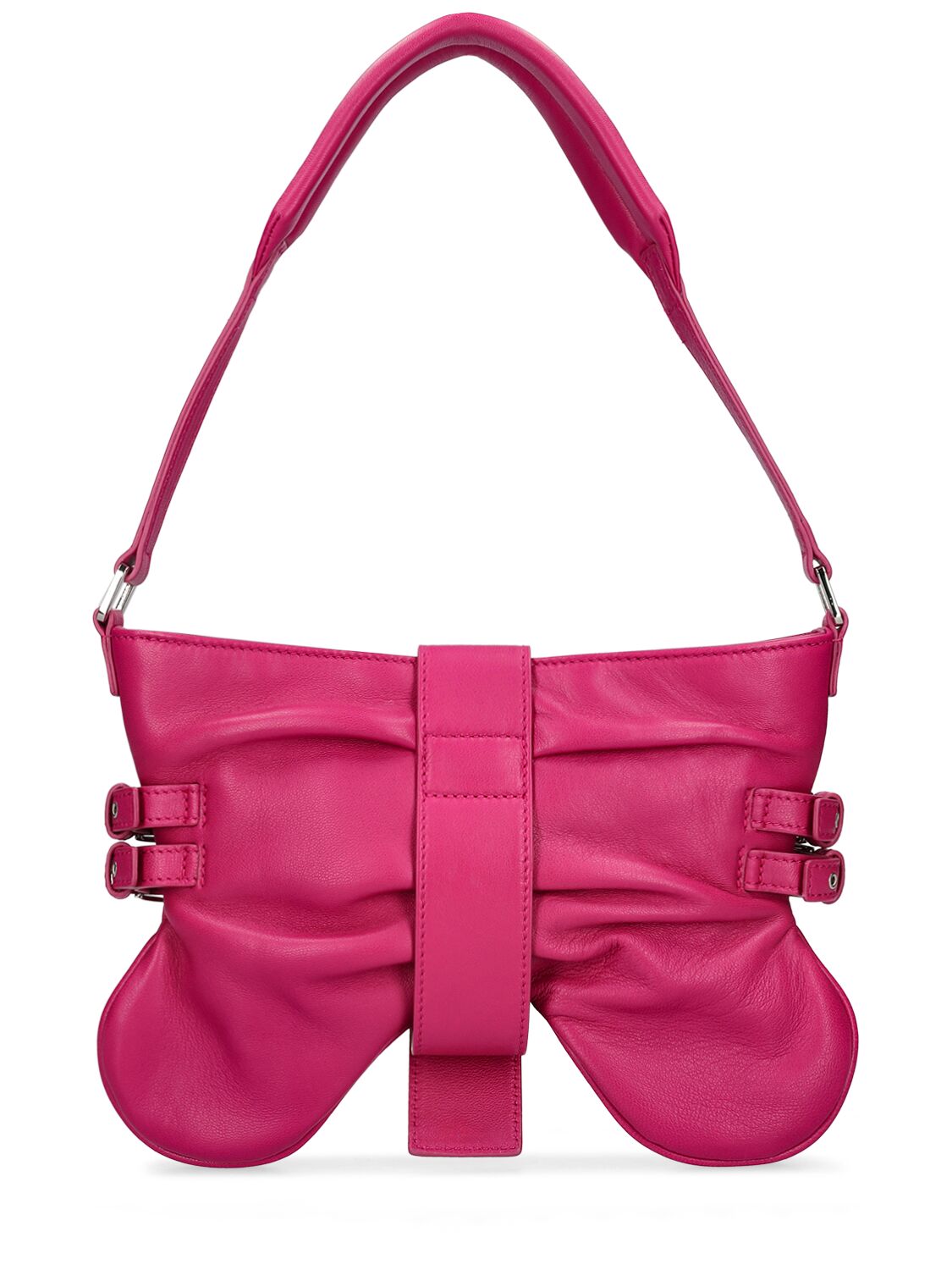 Shop Blumarine Large Butterfly Leather Shoulder Bag In Very Berry