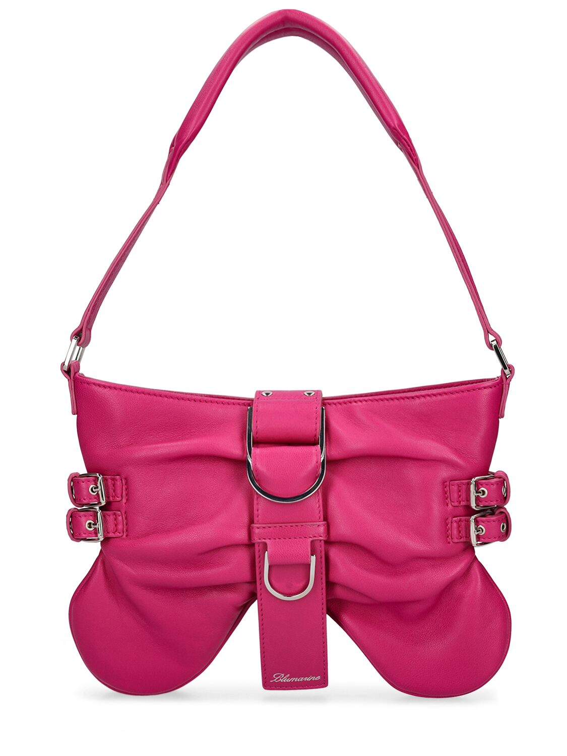 Blumarine Large Butterfly Leather Shoulder Bag In Very Berry