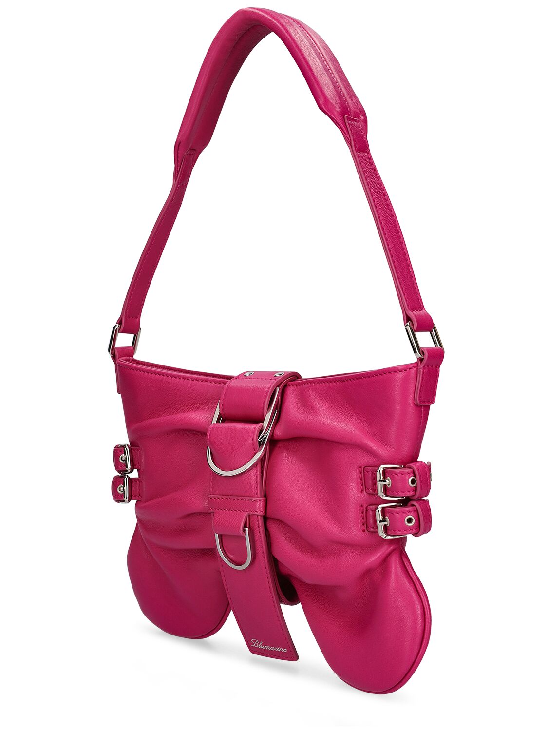 Shop Blumarine Large Butterfly Leather Shoulder Bag In Very Berry