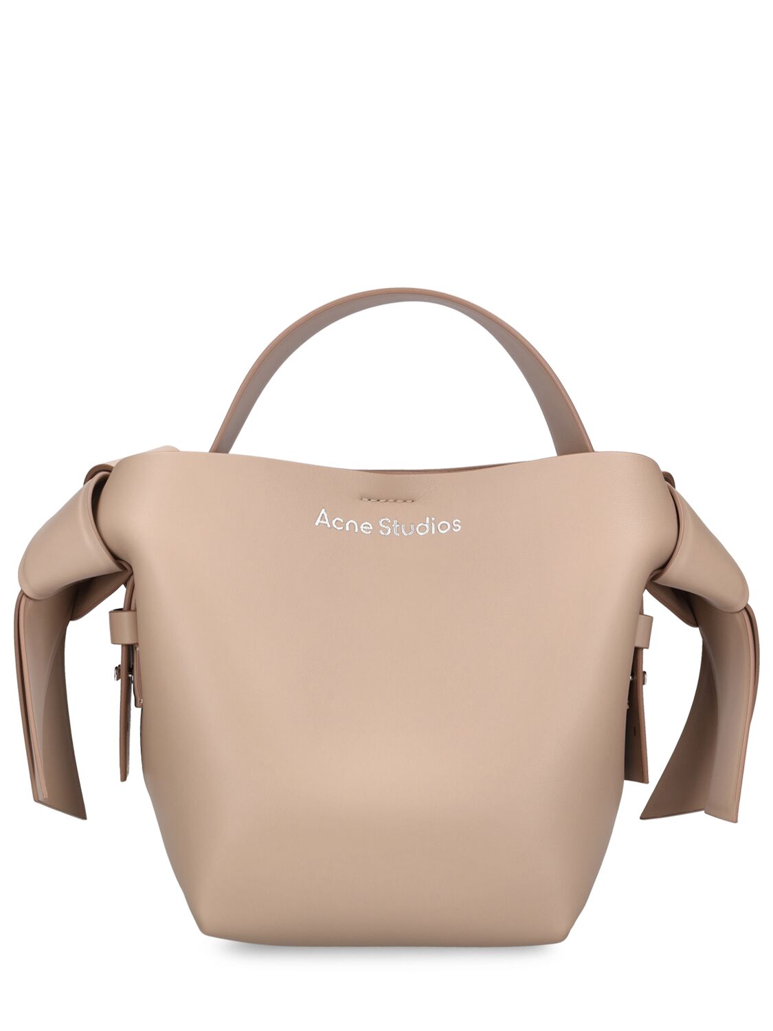 Acne Studios Mini Musubi Leather Top Handle Bag In Taupe Beige