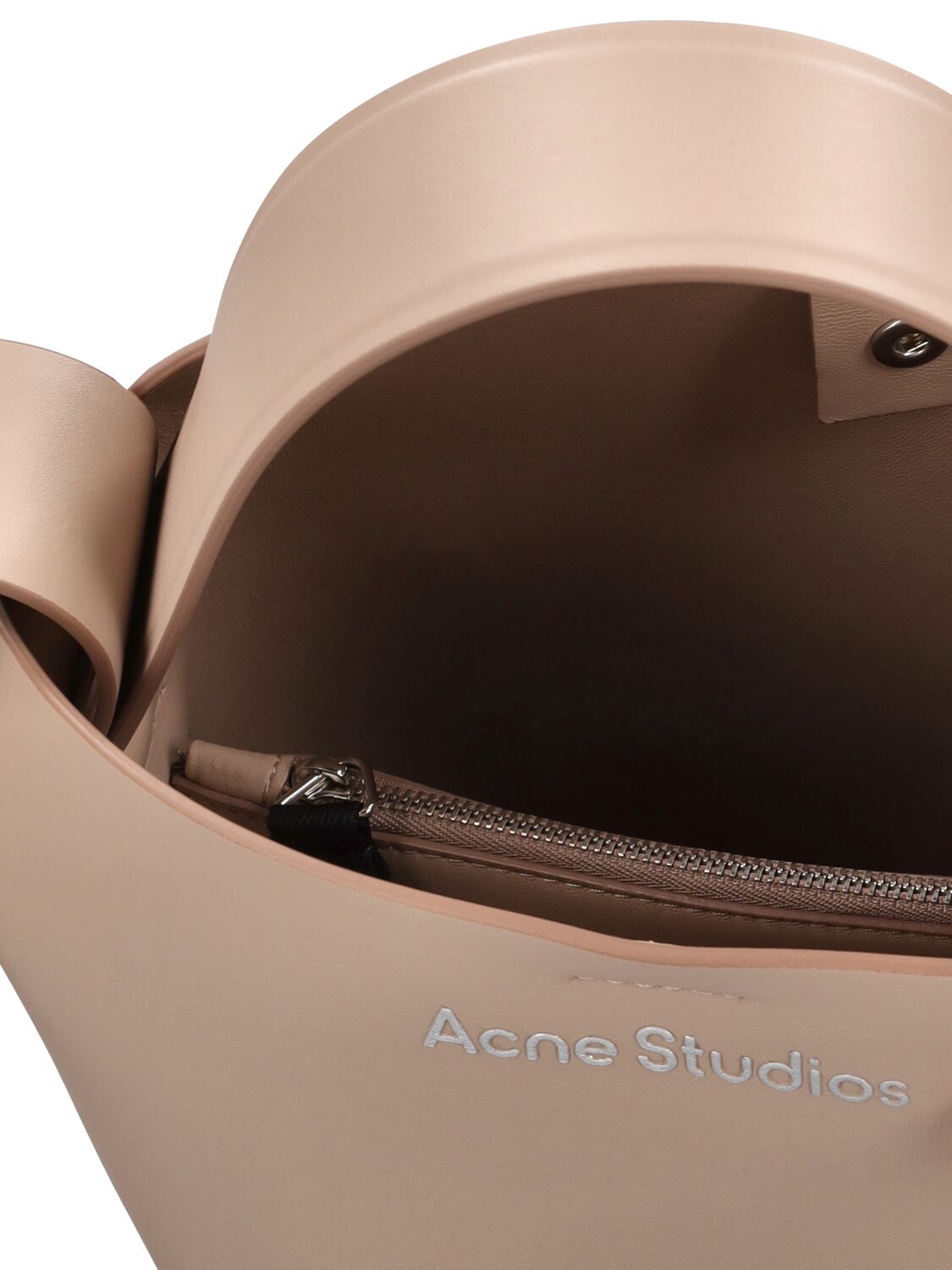 Shop Acne Studios Mini Musubi Leather Top Handle Bag In Taupe Beige