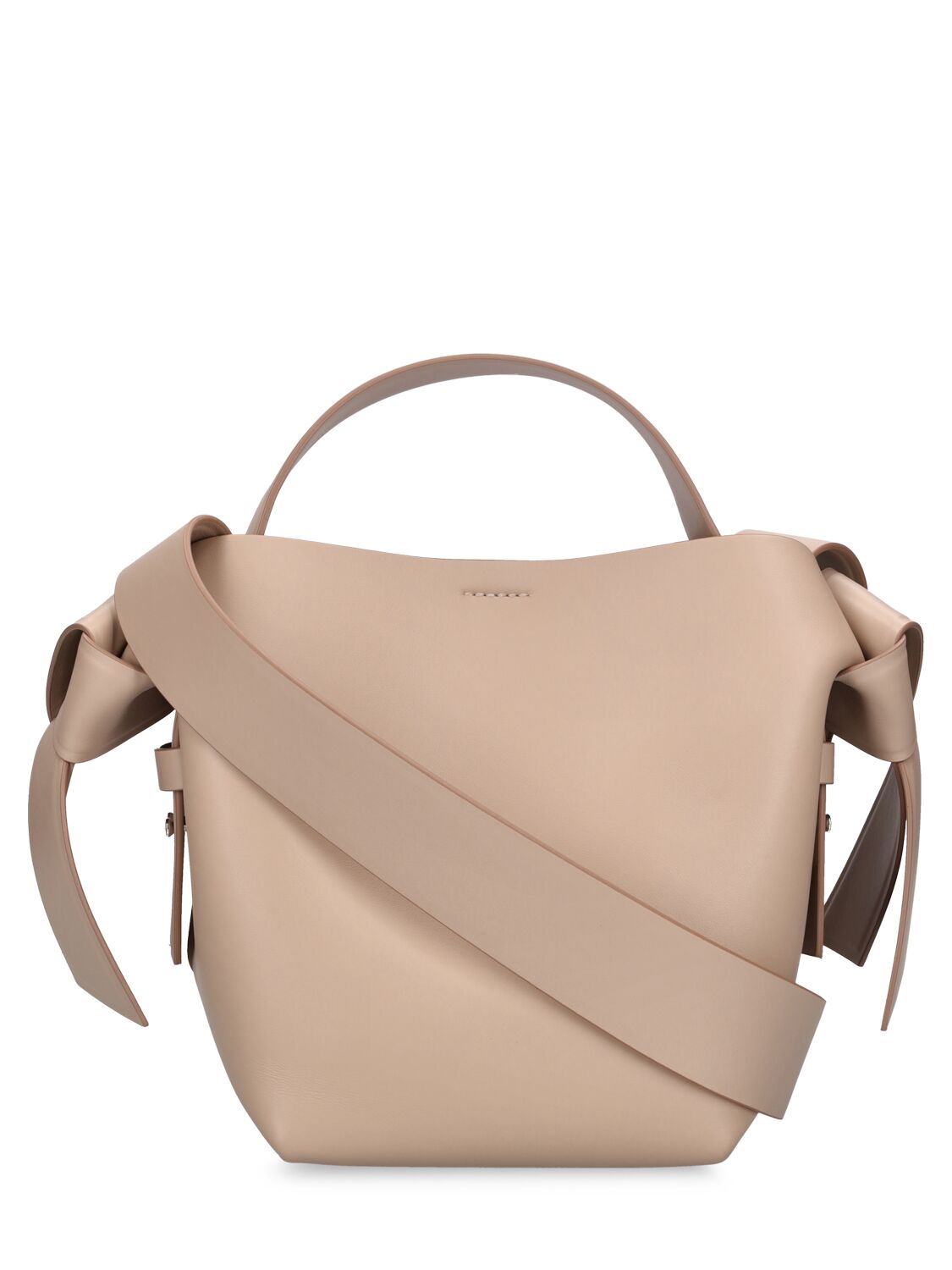 Shop Acne Studios Mini Musubi Leather Top Handle Bag In Taupe Beige