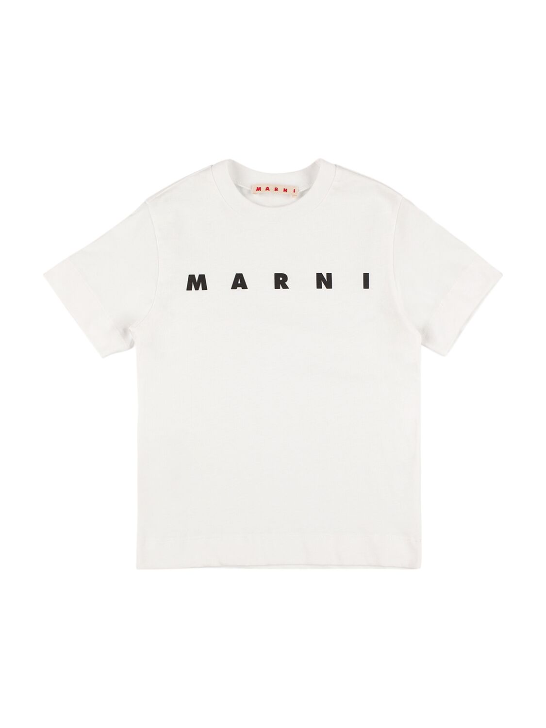 Marni Junior Kids' Logo Print Cotton Jersey T-shirt In 화이트