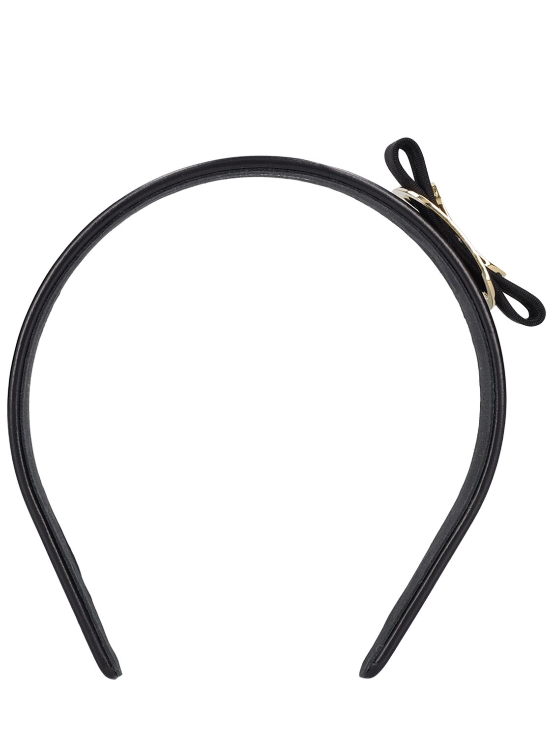 Shop Ferragamo Plate Leather Headband In Black,gold