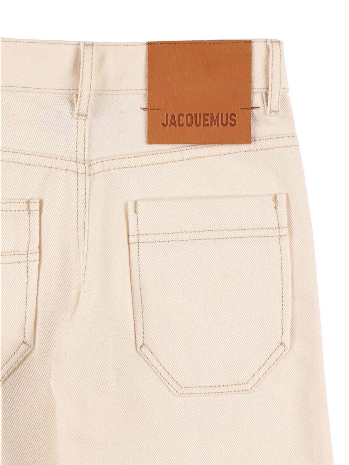 Shop Jacquemus Cotton Denim Shorts In Off-white