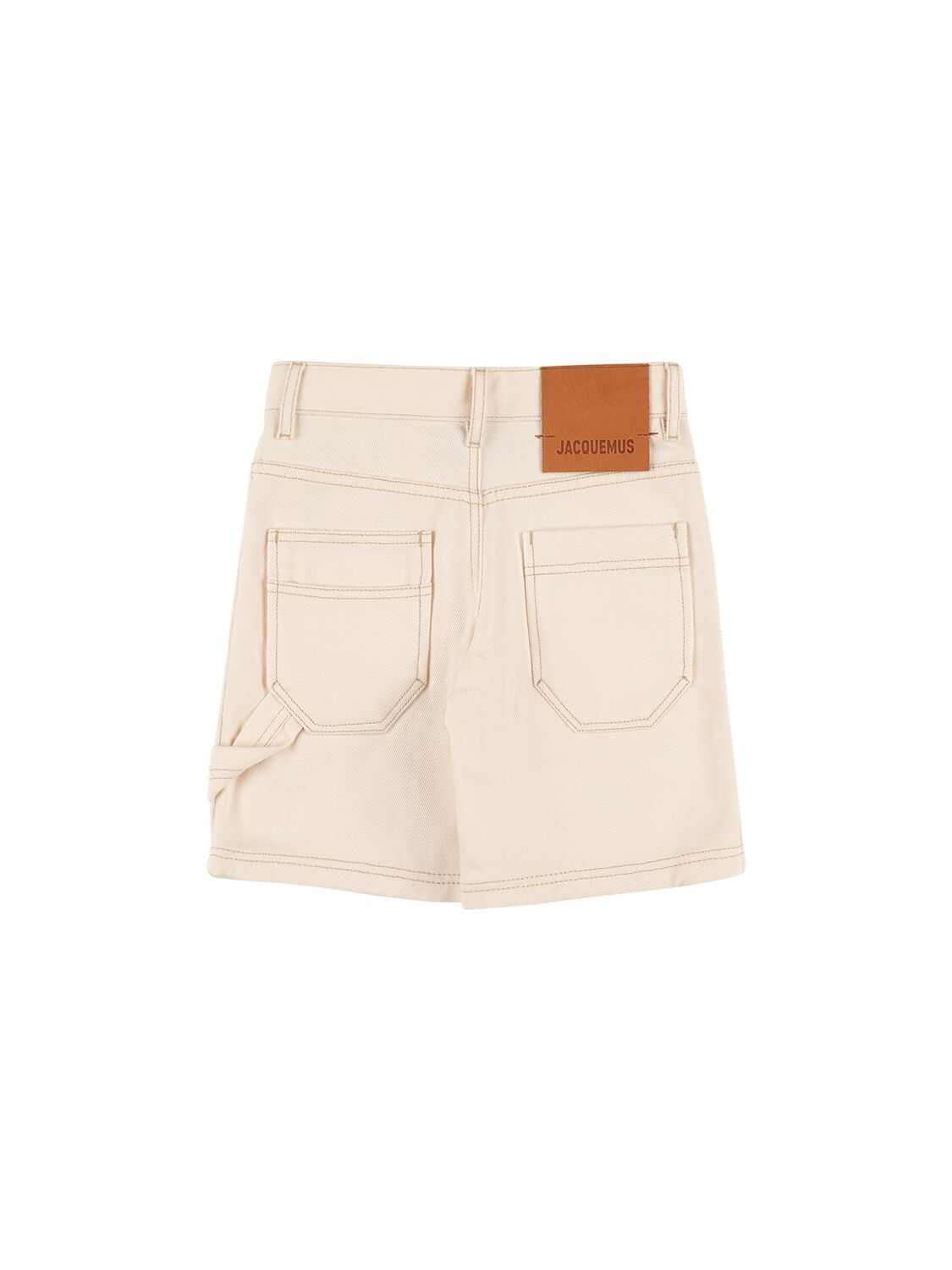 Shop Jacquemus Cotton Denim Shorts In Off-white