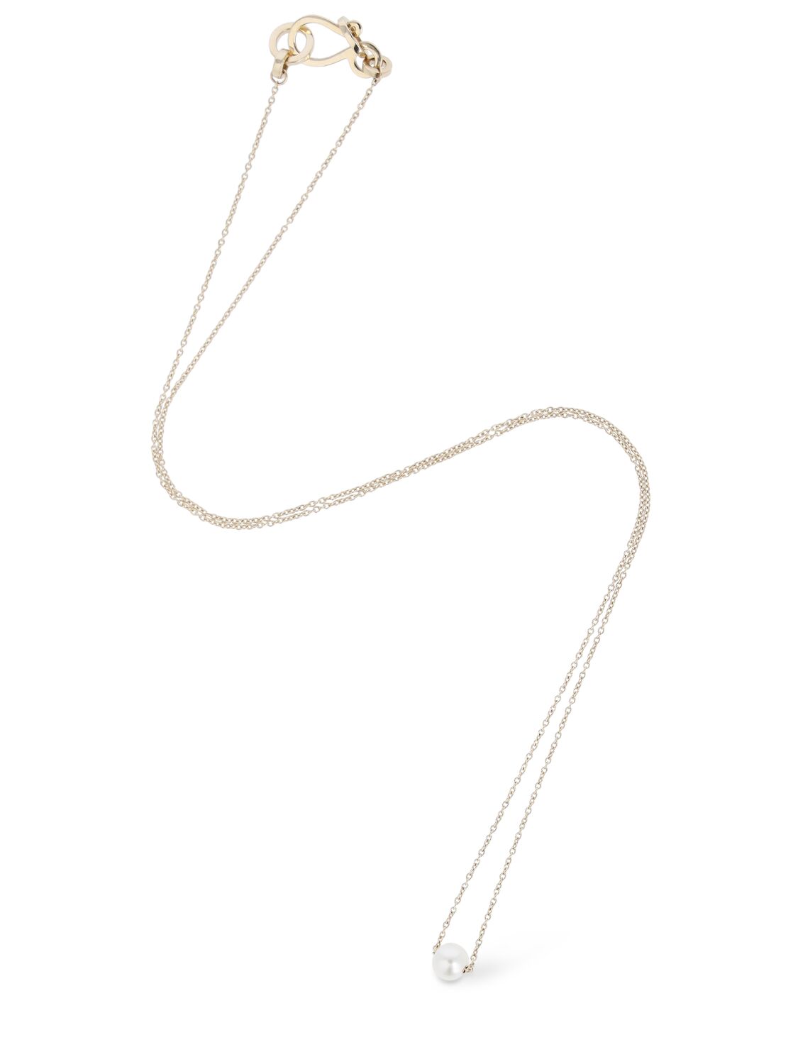 Shop Sophie Bille Brahe Stella Simple 14kt Gold & Pearl Necklace In Pearl,gold