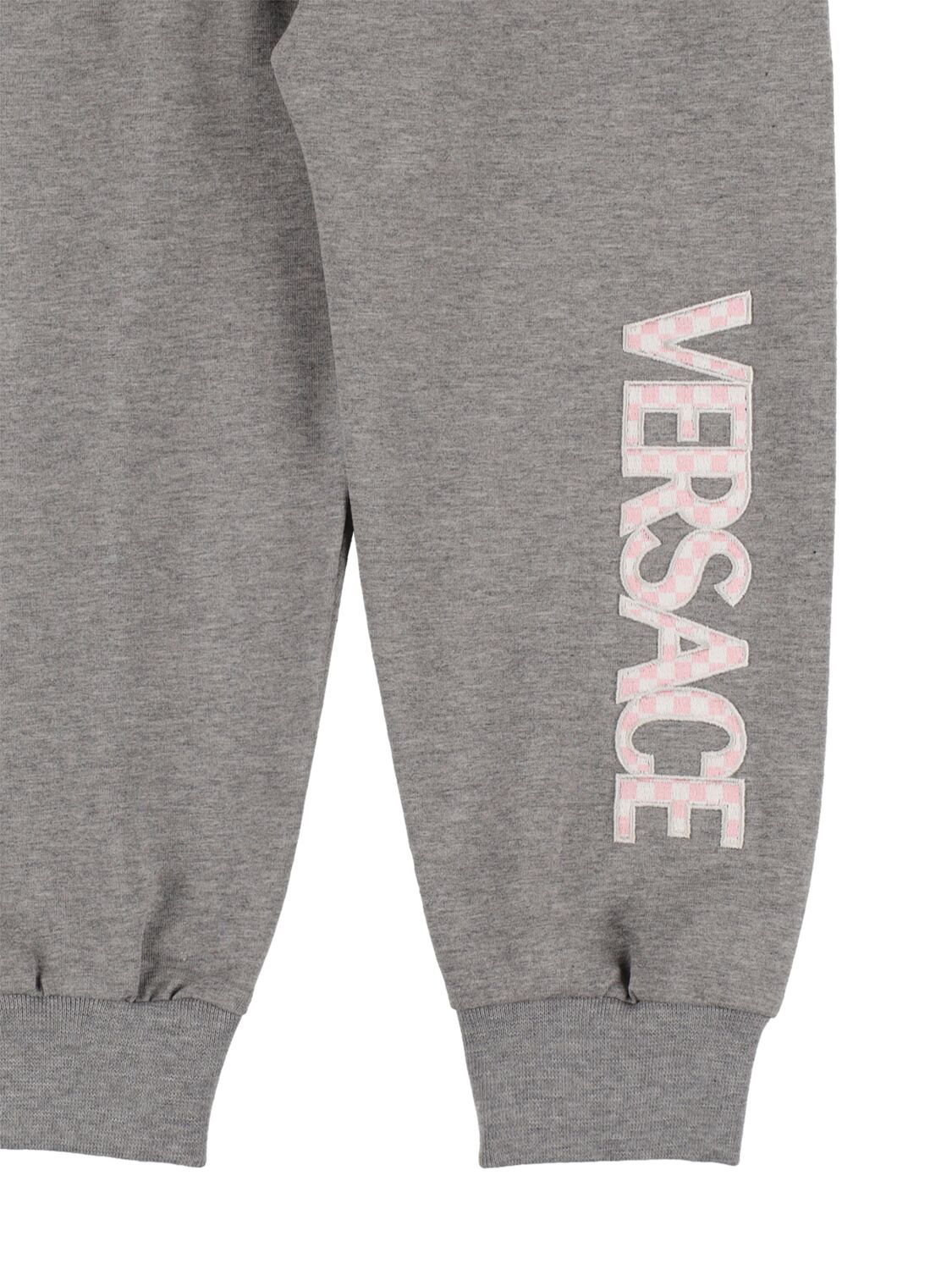 Shop Versace Embroidered Logo Sweatpants In Grey