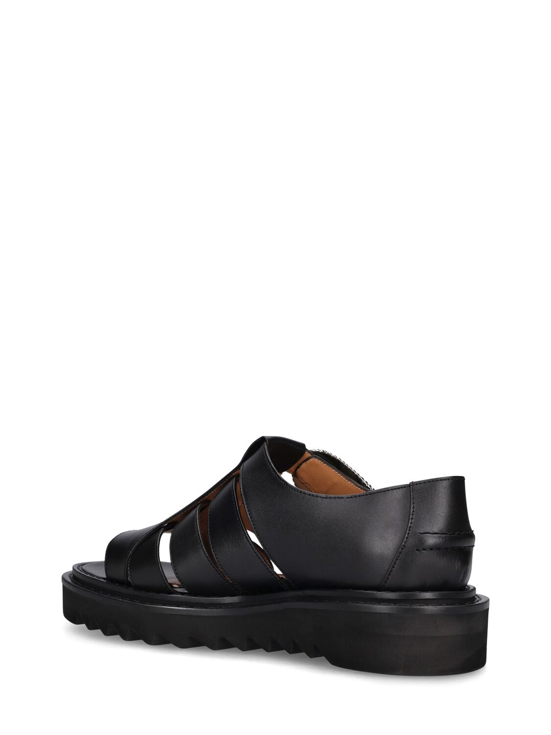 Shop Toga Virilis Leather Sandals In 블랙