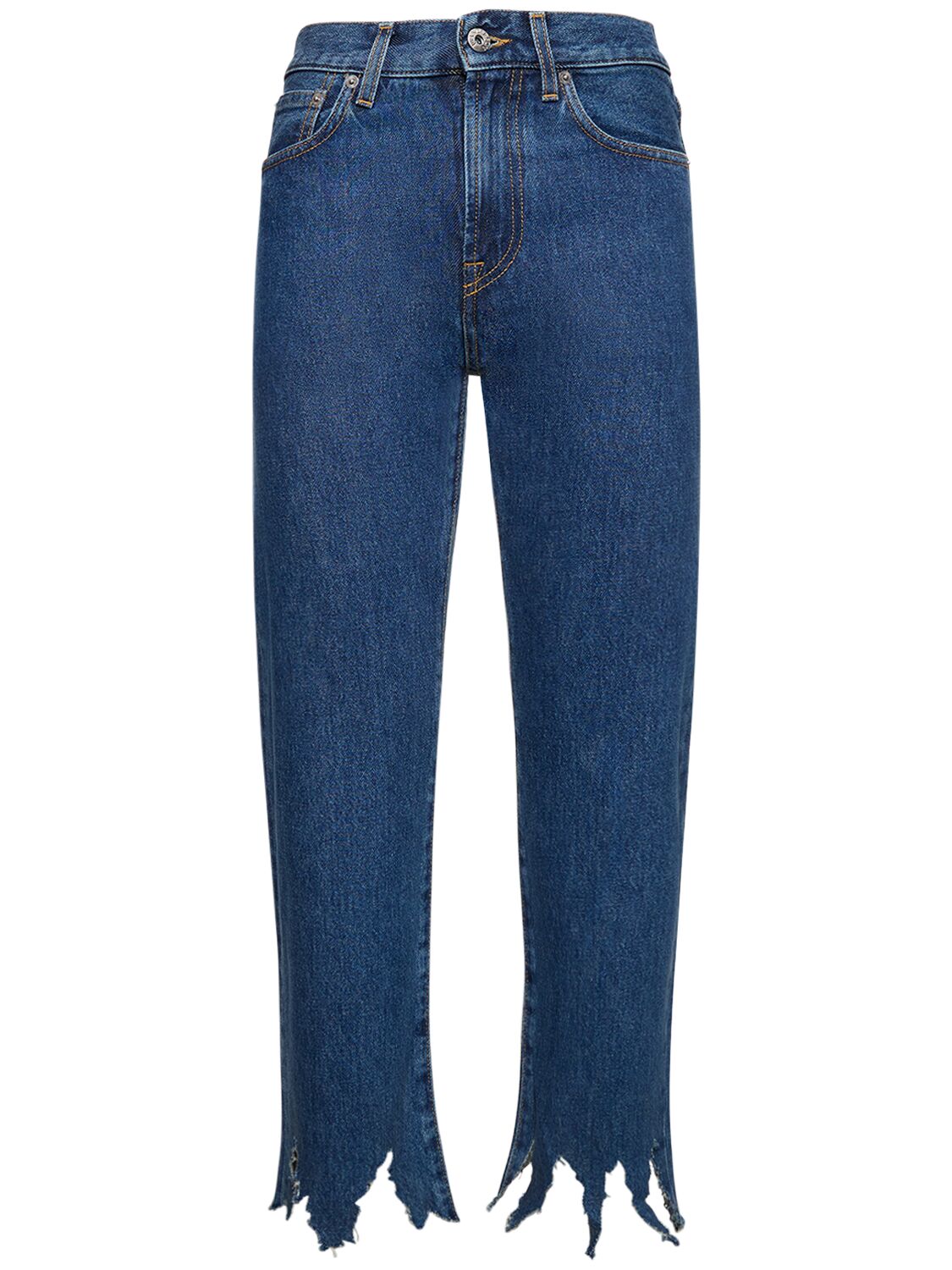 Image of Fringed Denim Cropped Jeans