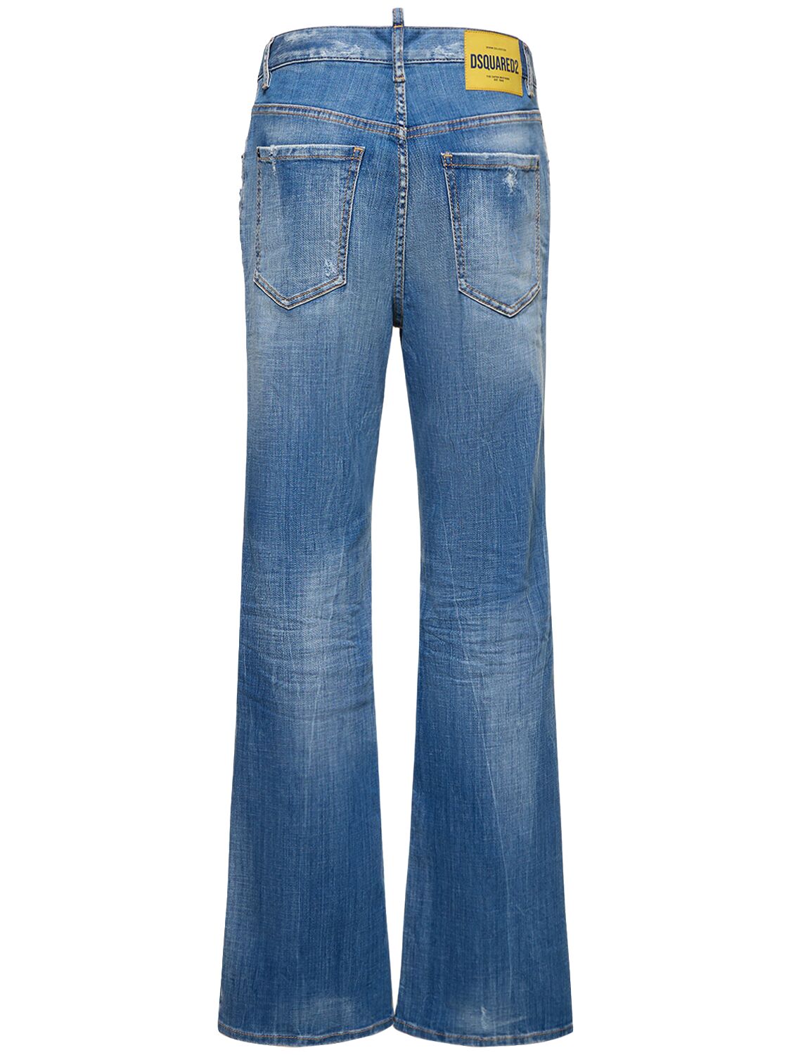 Shop Dsquared2 Roadie Distressed Mid-rise Wide Jeans In Blue