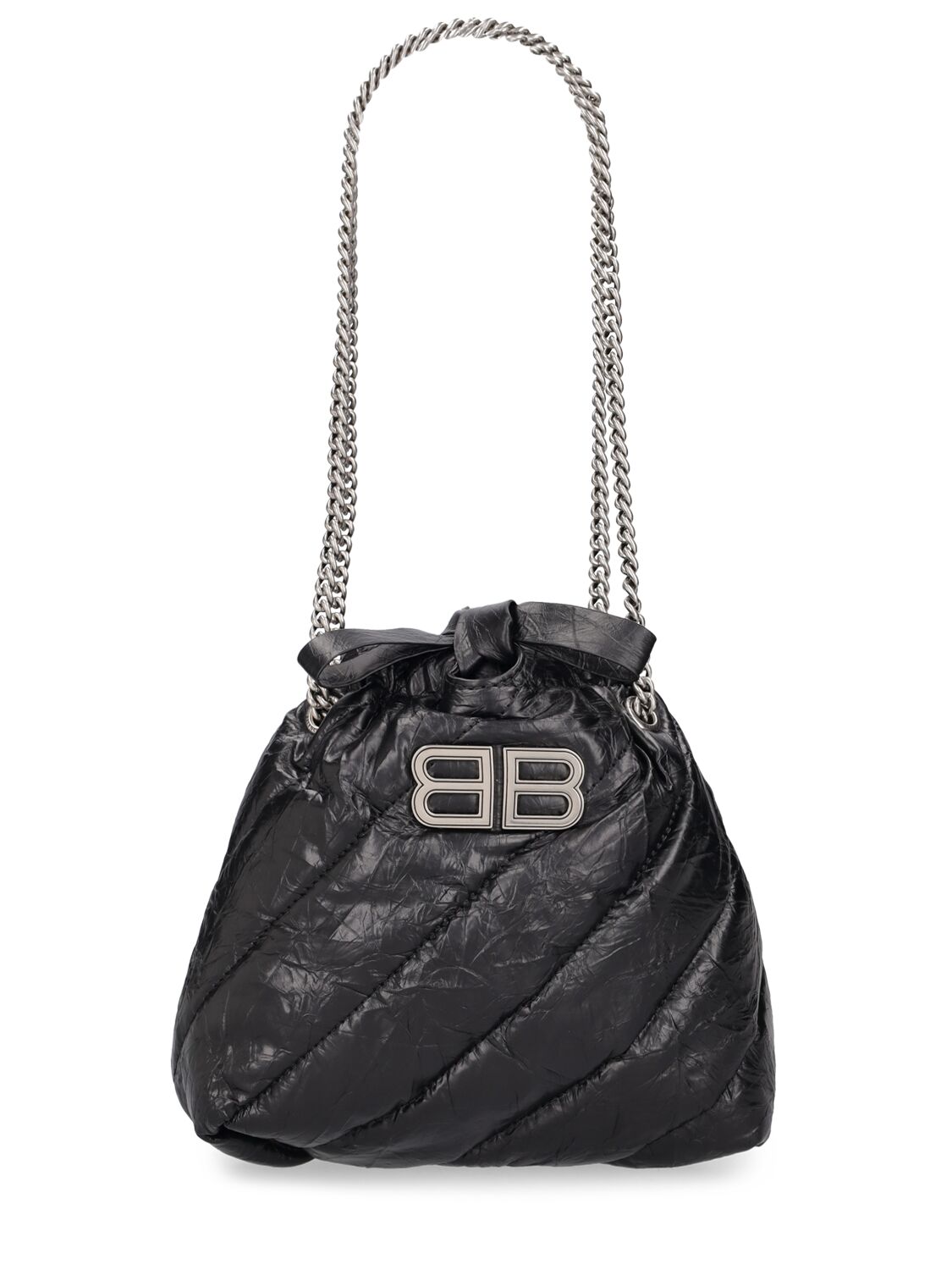 Balenciaga Xs Crush绗缝皮革托特包 In Black