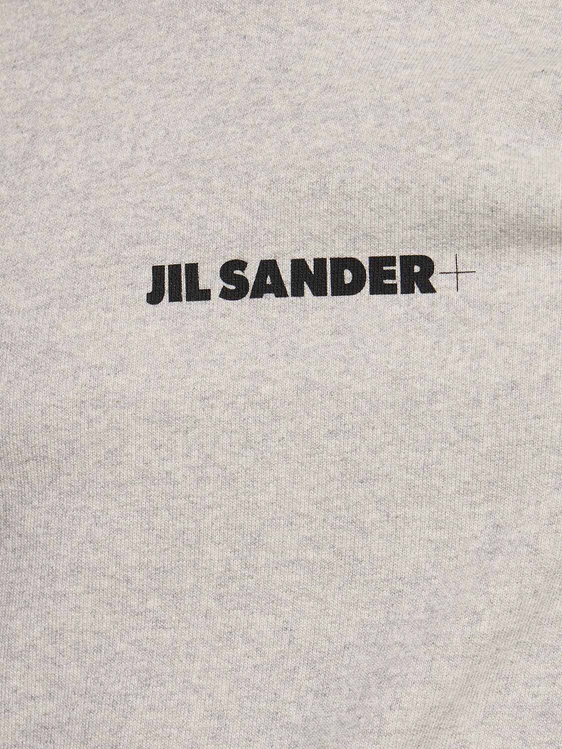 Shop Jil Sander Cotton Jersey Logo Hooded Sweatshirt In Powder Green