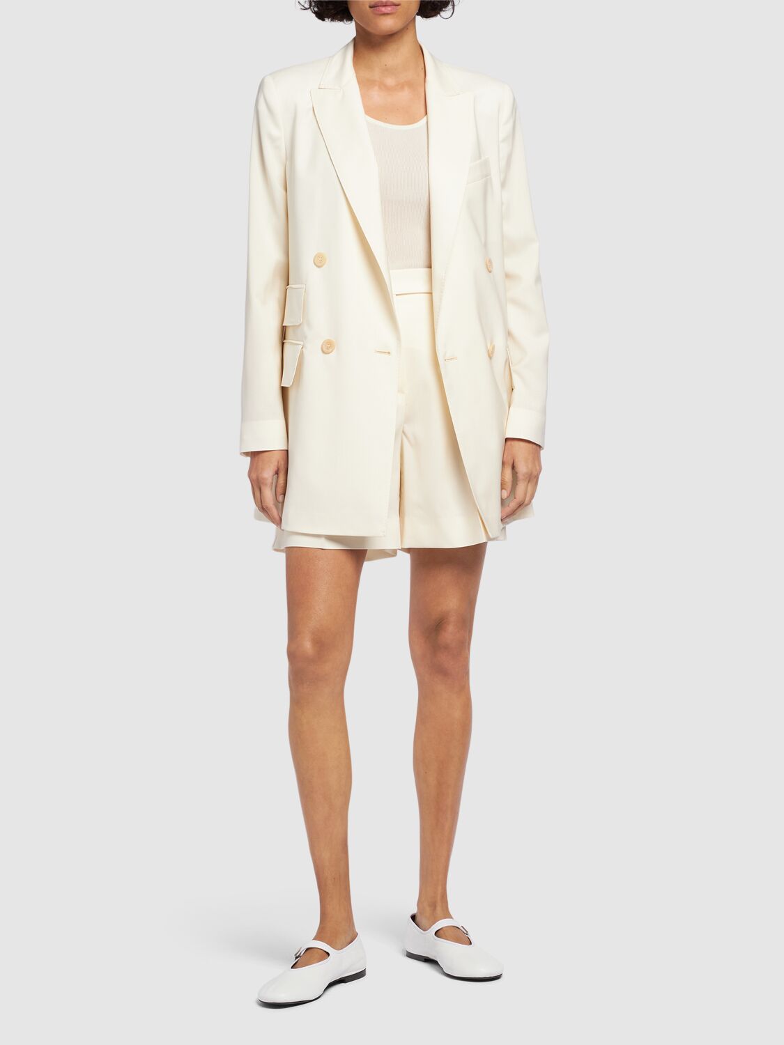 Shop Max Mara Elegia Wool Double Breast Blazer In White