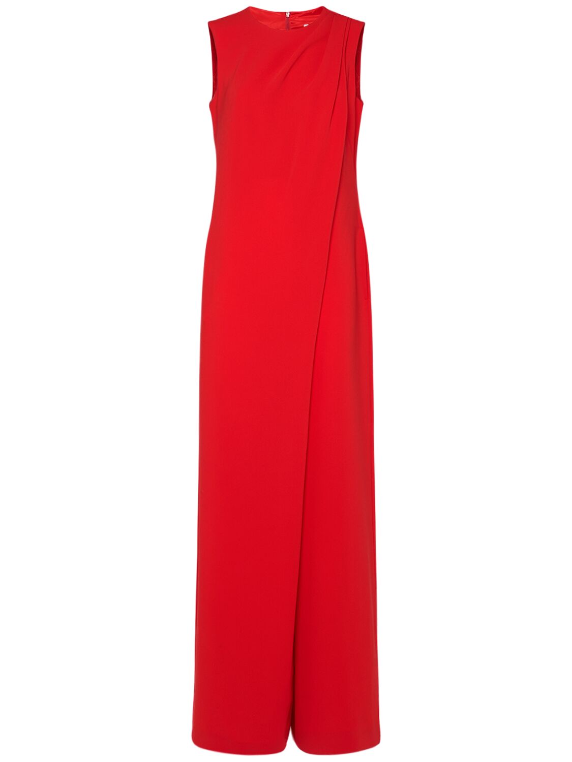 Shop Max Mara Sondrio Belted Cady Long Jumpsuit In Red