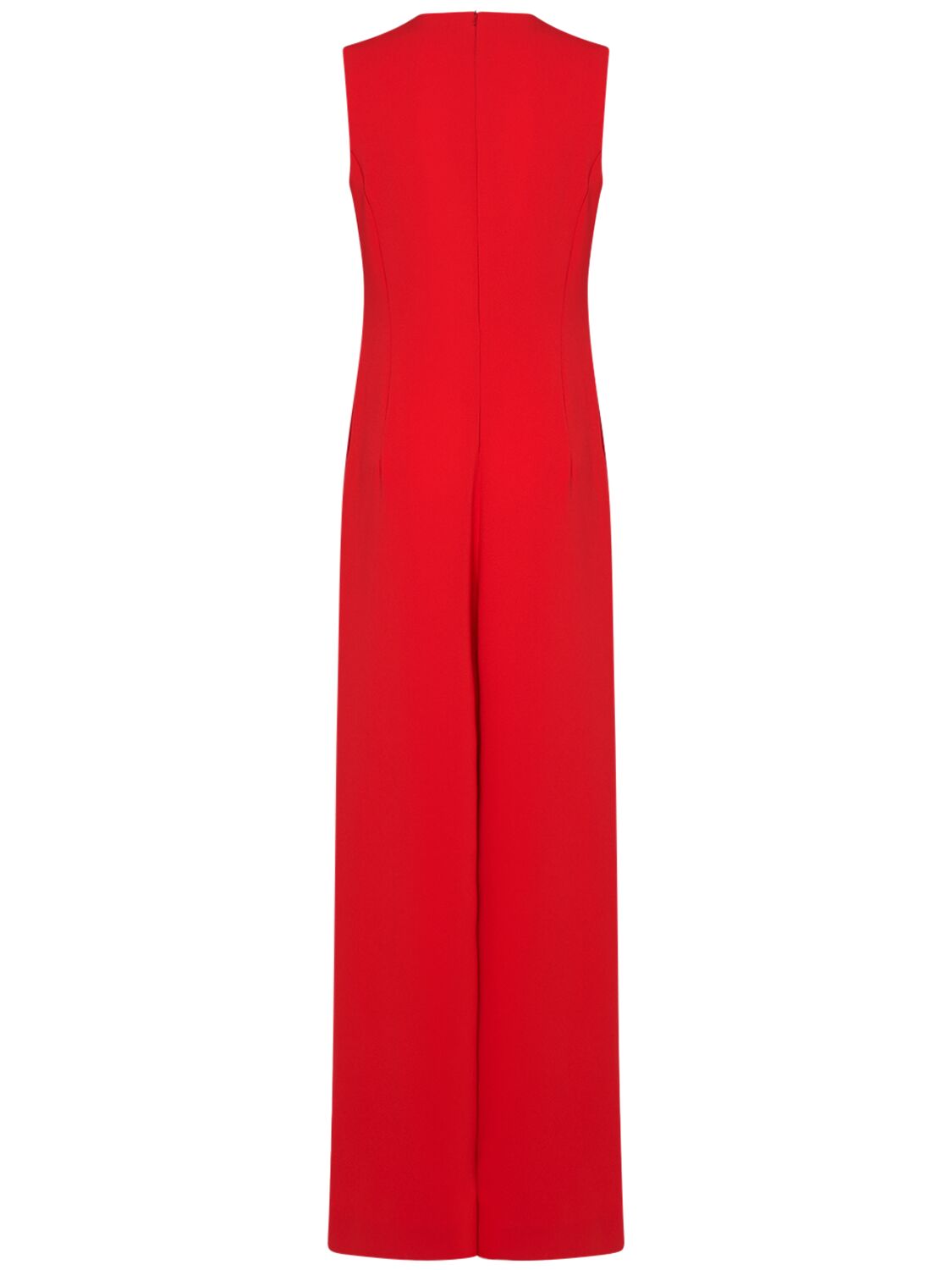 Shop Max Mara Sondrio Belted Cady Long Jumpsuit In Red