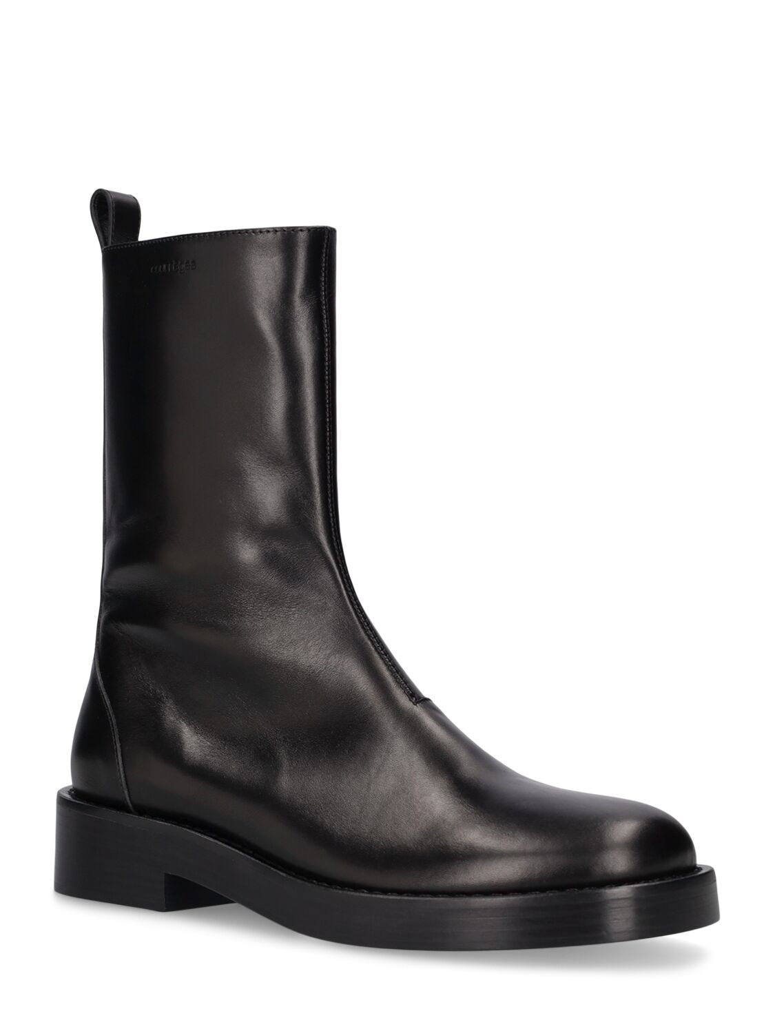 Shop Courrèges Rider Leather Tall Boots In Black