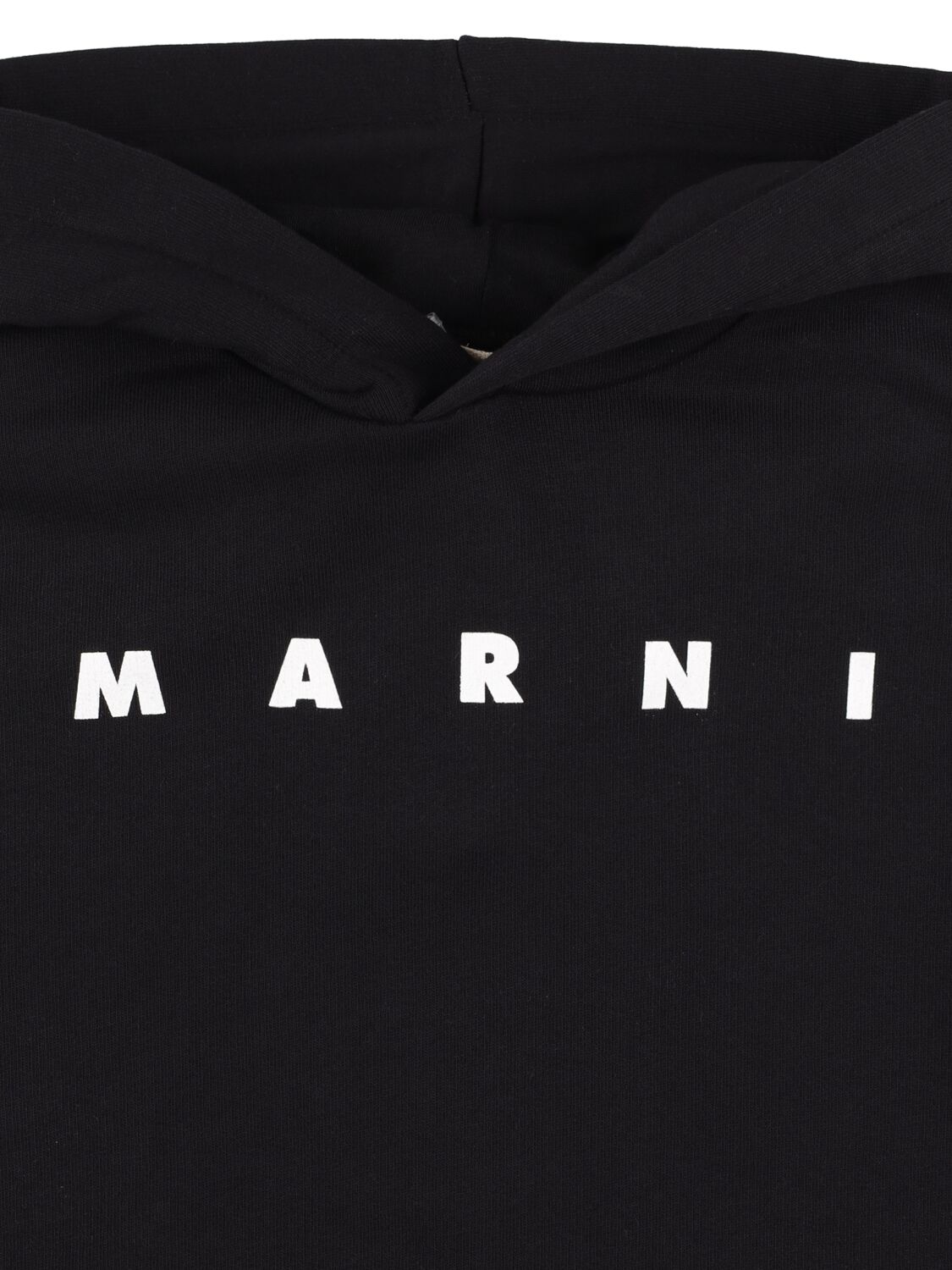 Shop Marni Junior Hooded Cotton Sweatshirt In Black