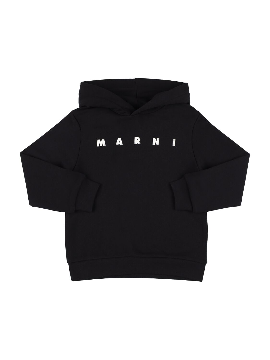 Marni Junior Kids' Hooded Cotton Sweatshirt In Black