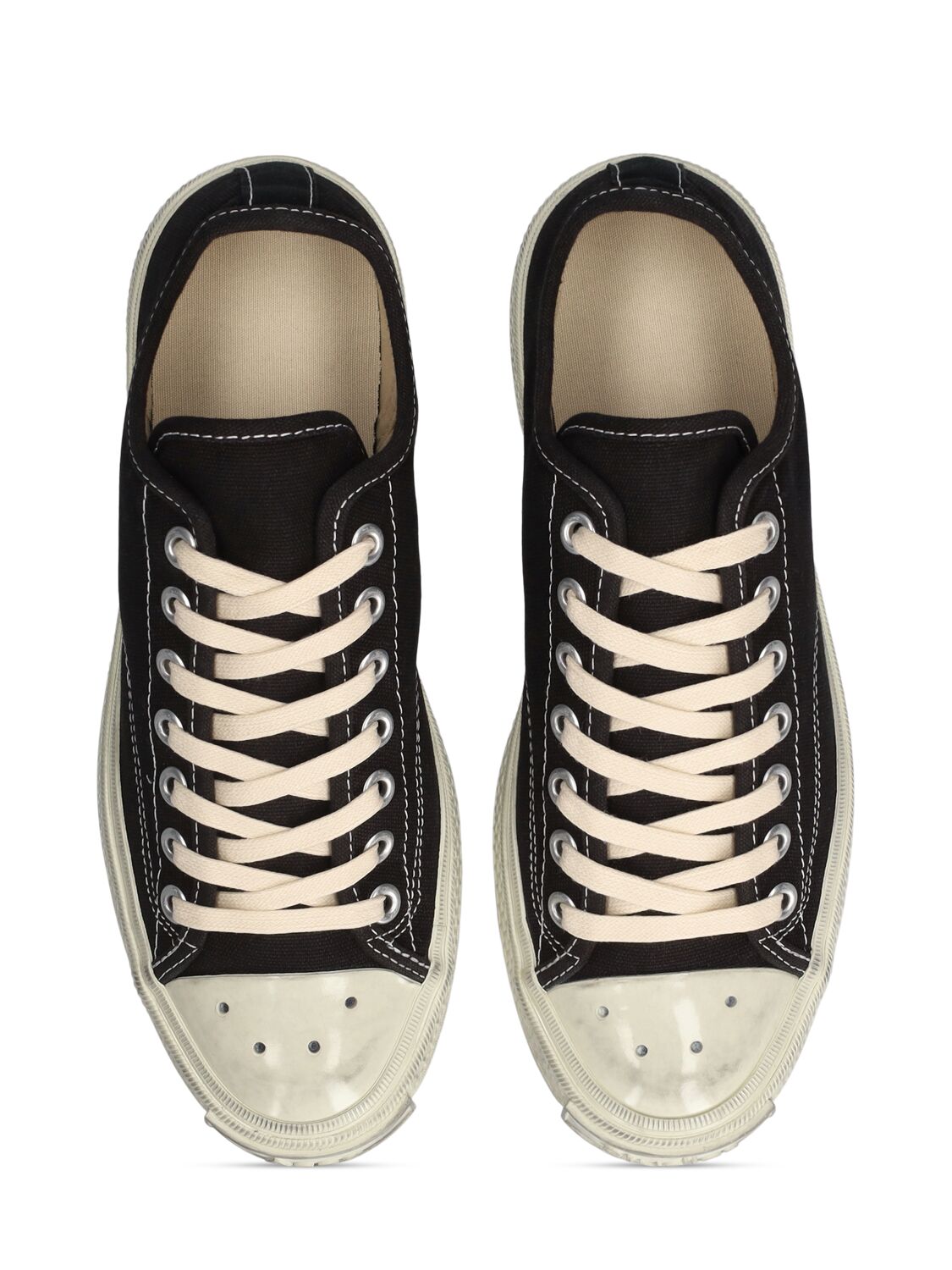 Shop Acne Studios Ballow Cotton Low Top Sneakers In Black,white