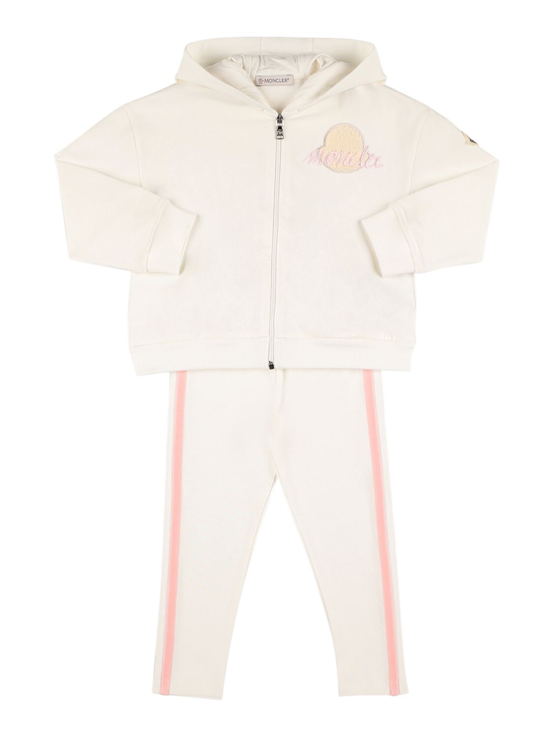 Moncler Kids' Stretch Cotton Hoodie & Sweatpants In White