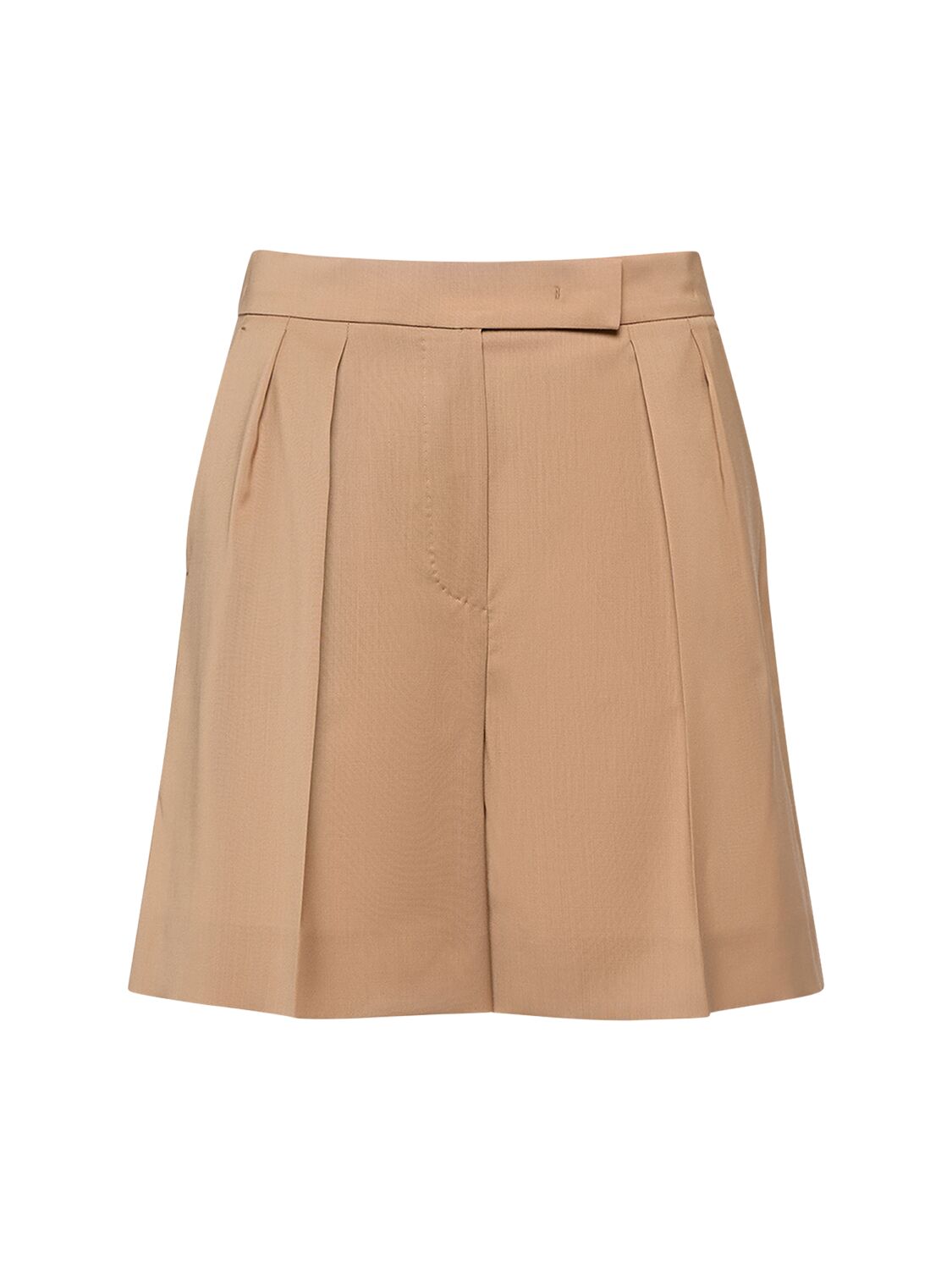 Max Mara Jessica Pleated Wool Shorts In Camel