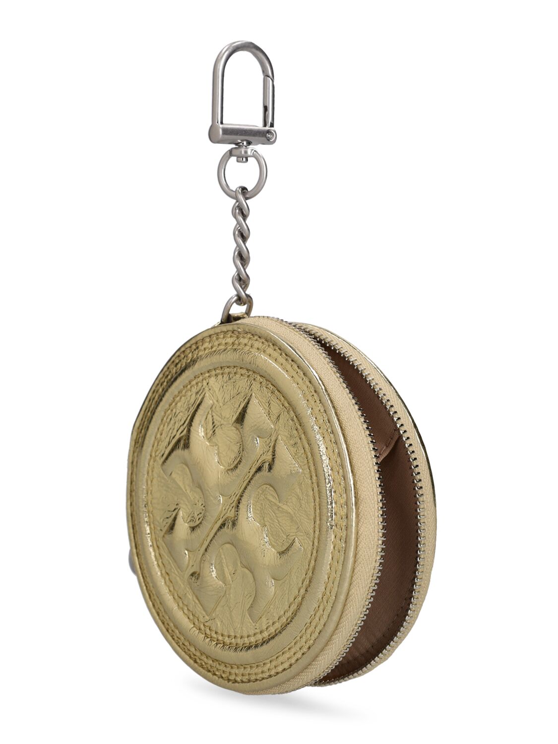 Shop Tory Burch Fleming Soft Metallic Coin Pouch In Gold