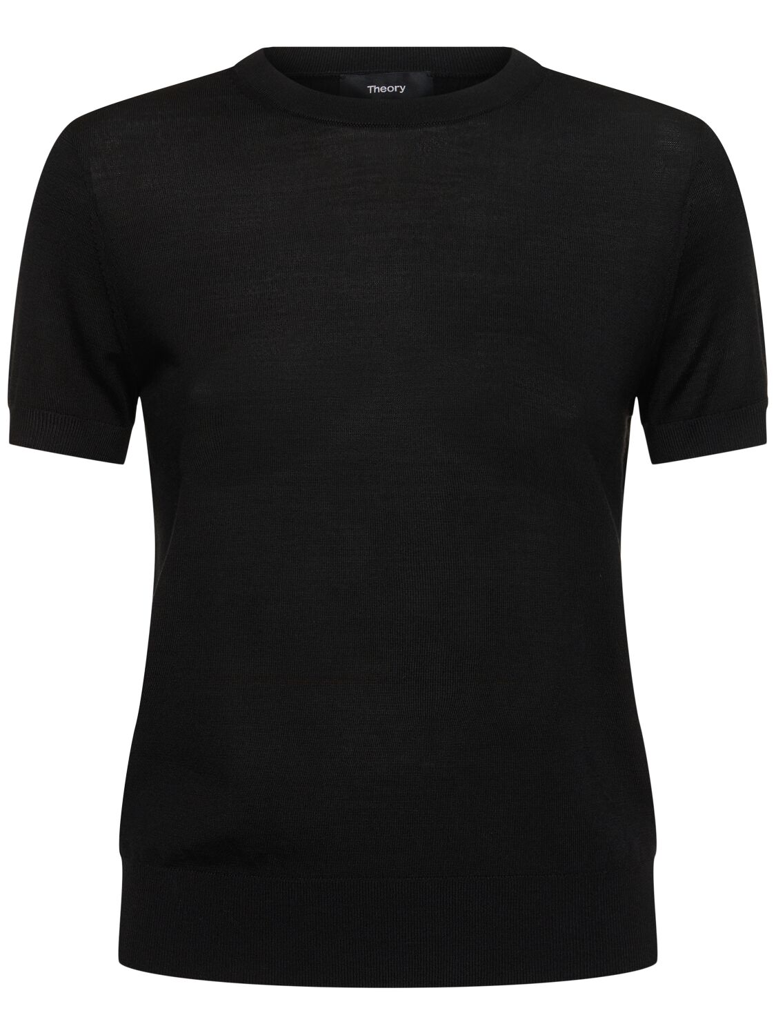 Theory Basic Wool Blend Knit T-shirt In Black