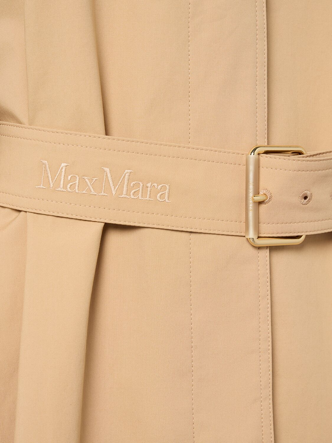 Shop Max Mara Memo Cotton Gabardine Long Trench Coat In Dark Beige