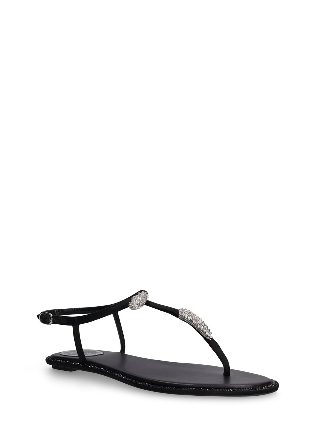 René Caovilla 10mm Embellished Satin Sandals In Black