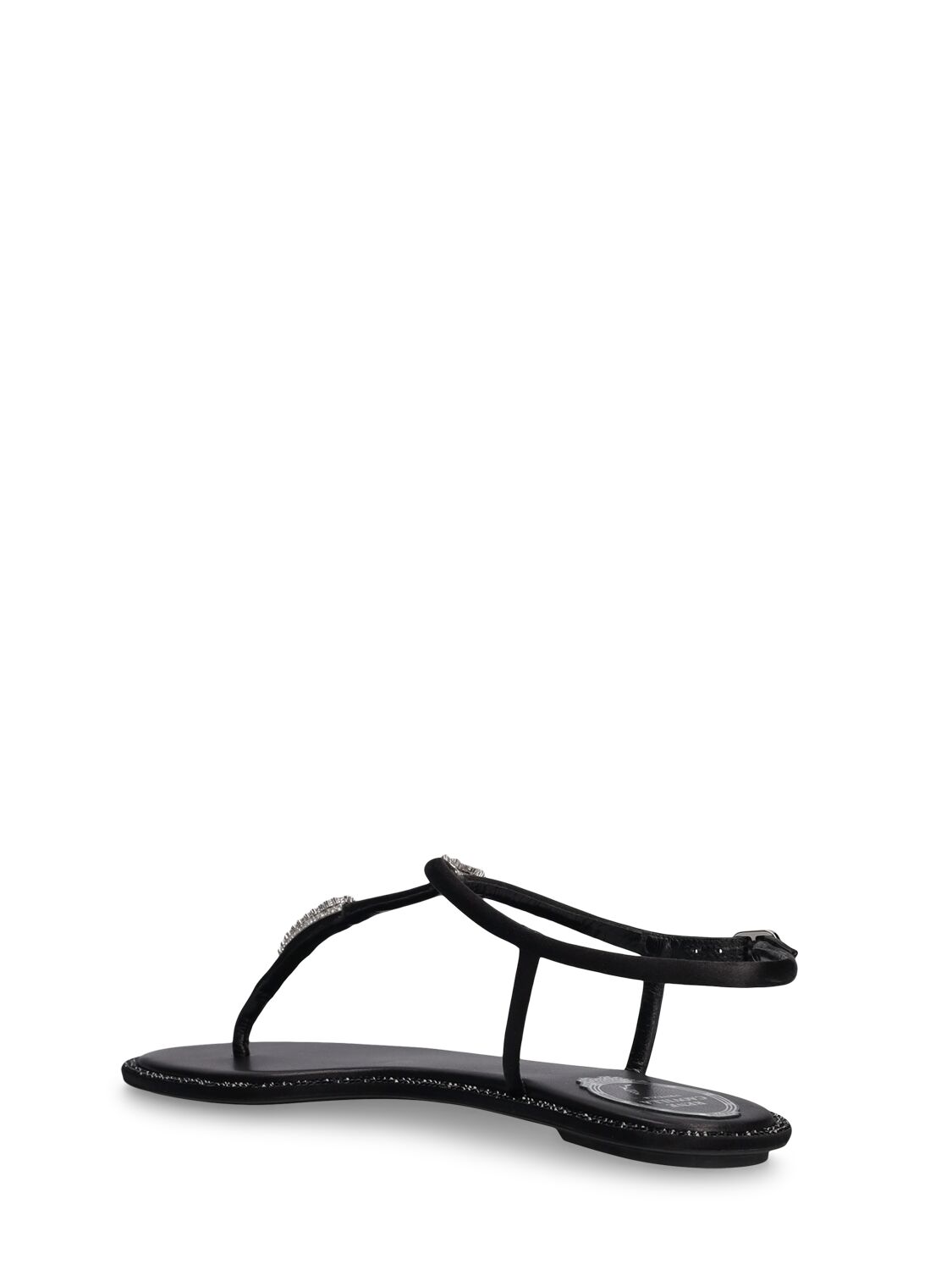 Shop René Caovilla 10mm Embellished Satin Sandals In Black