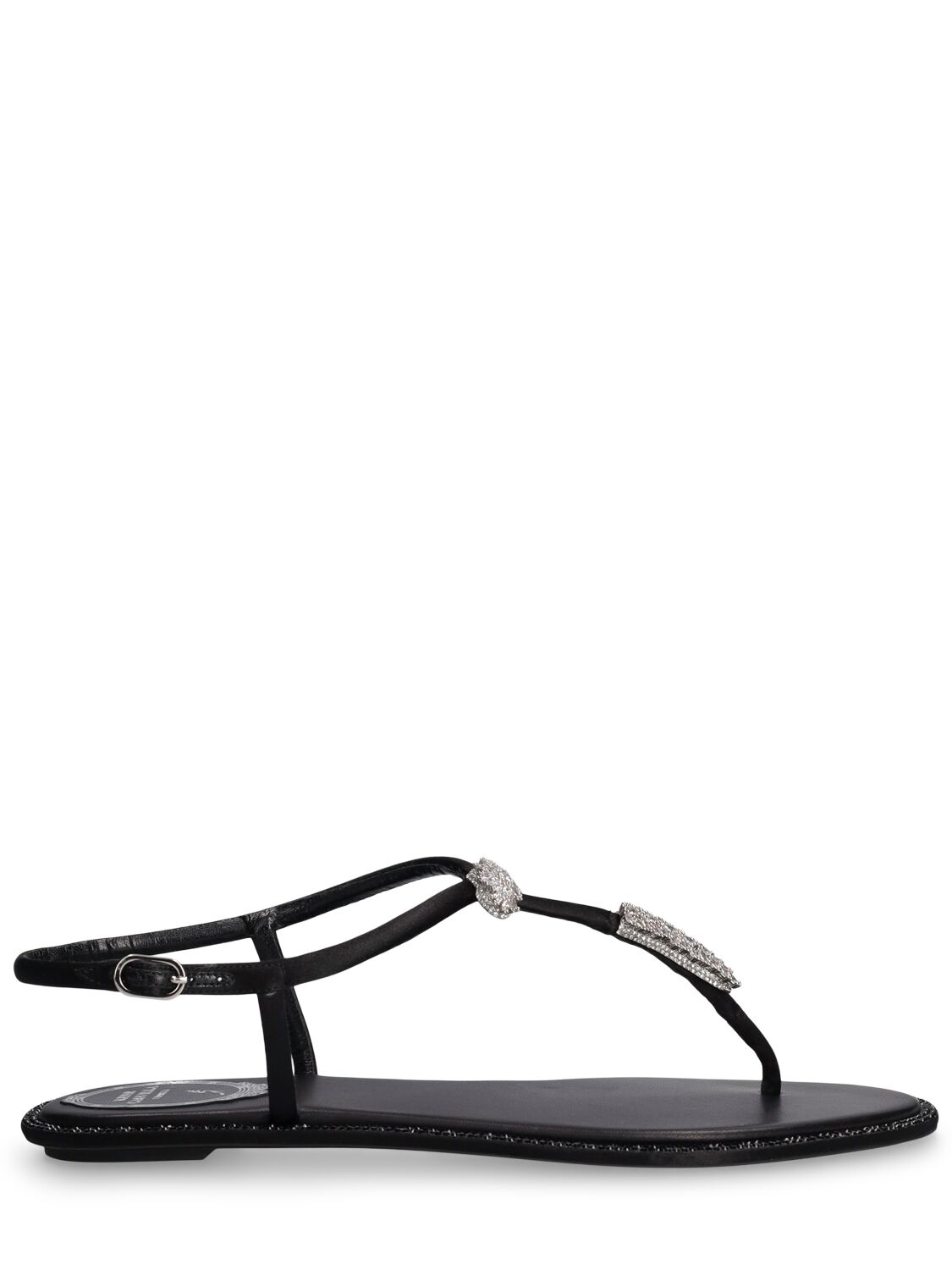Shop René Caovilla 10mm Embellished Satin Sandals In Black