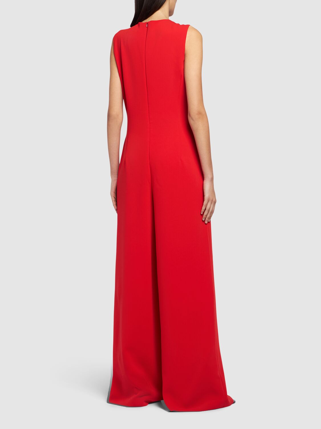 Shop Max Mara Sondrio Belted Cady Long Jumpsuit In Red