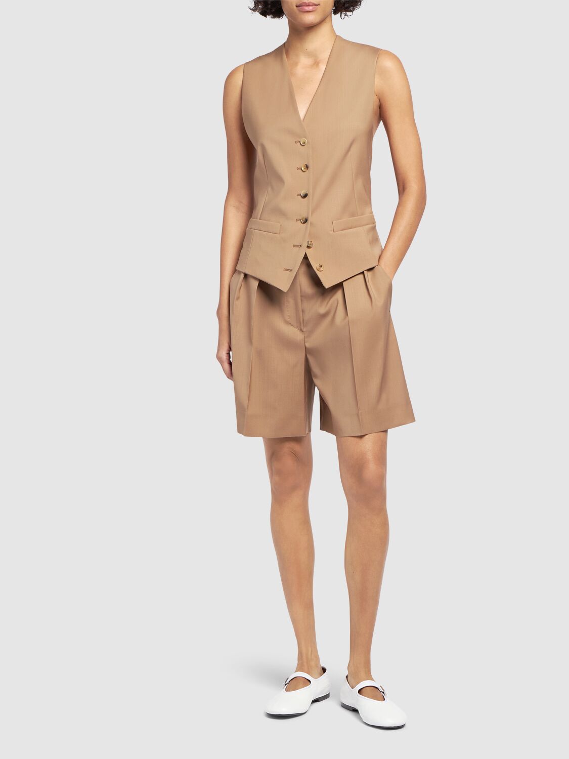 Shop Max Mara Zuai Wool Vest In Camel