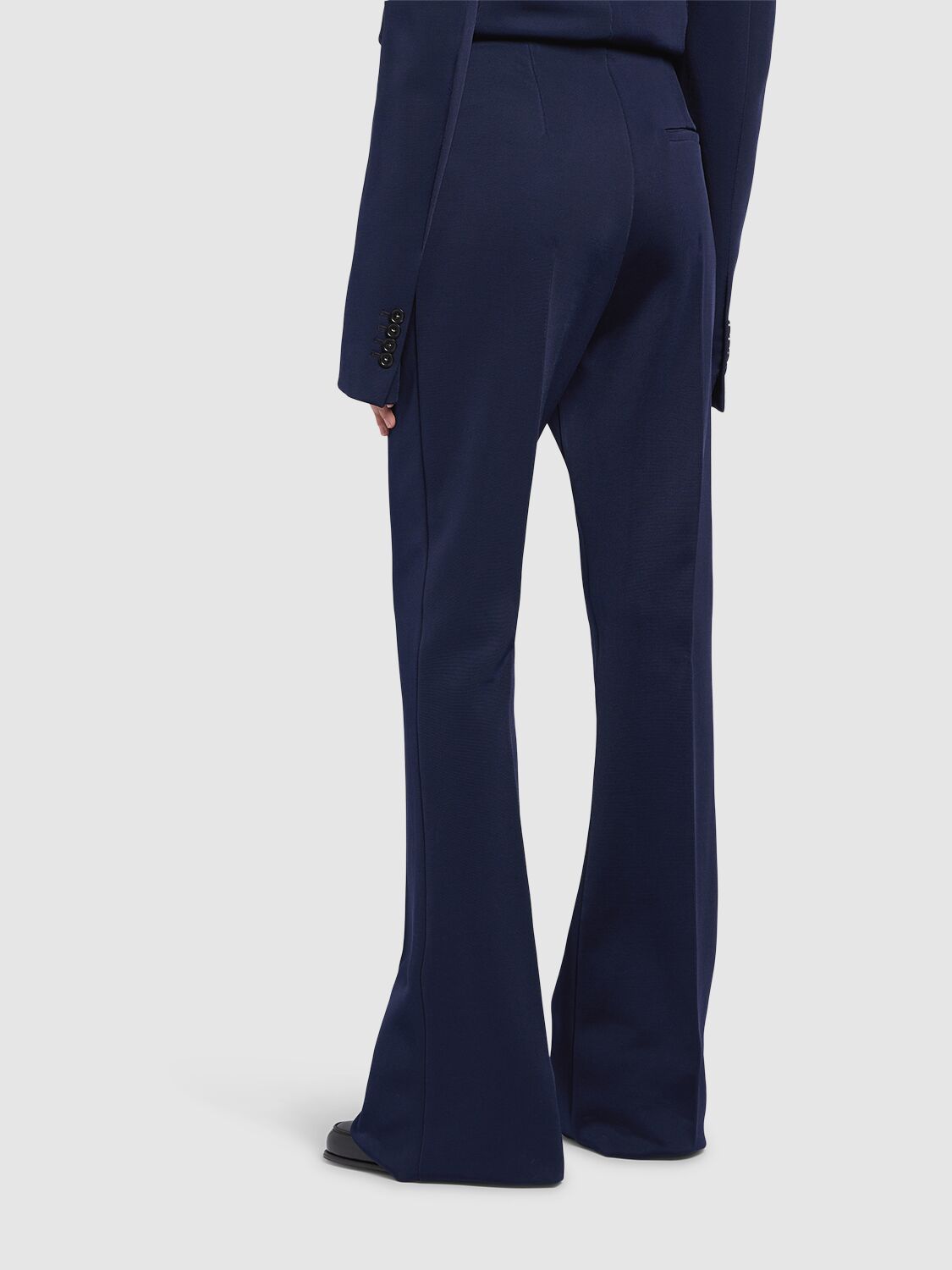 Shop Sportmax Cricket Jersey Flared Pants In Navy