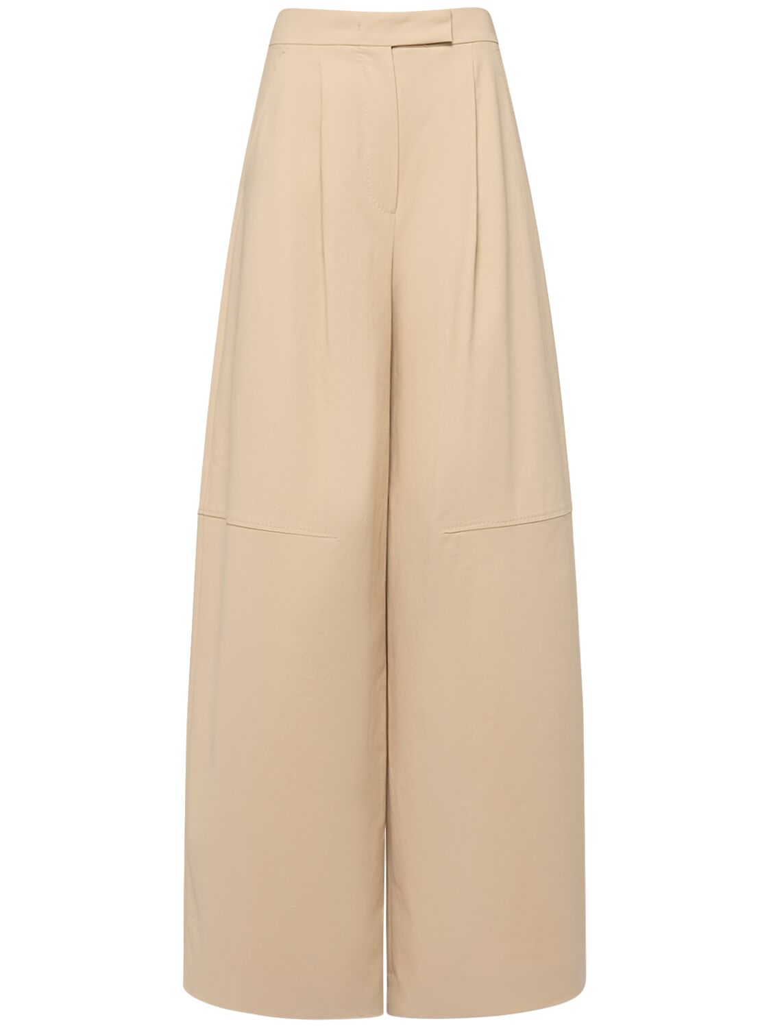 Shop Max Mara Avoriaz Cotton Double Canvas Wide Pants In Honey