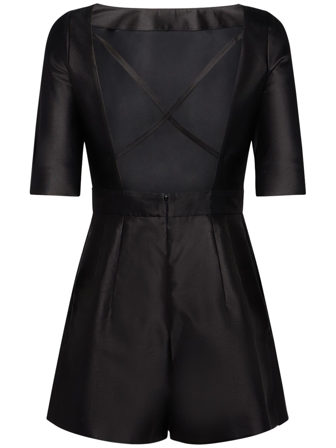 Shop Max Mara Sandalo Silk & Cotton Short Jumpsuit In Black