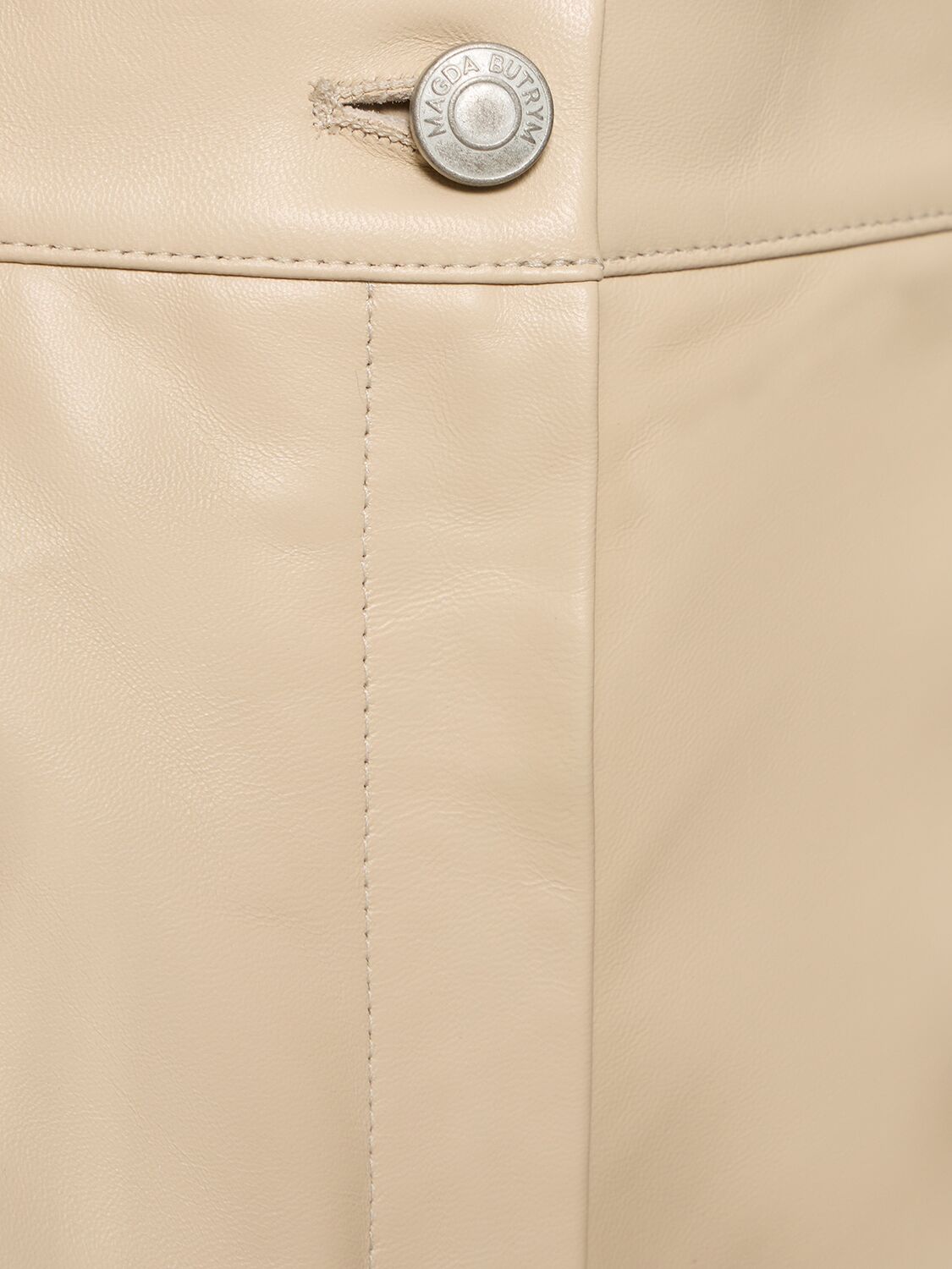 Shop Magda Butrym Leather High Rise Shorts In Beige